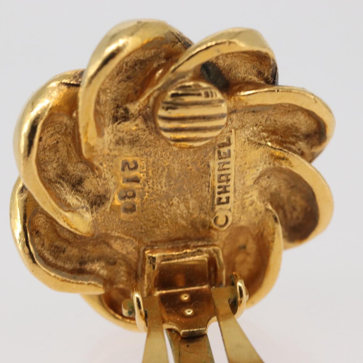 CHANEL Earring metal Gold CC Auth 178396