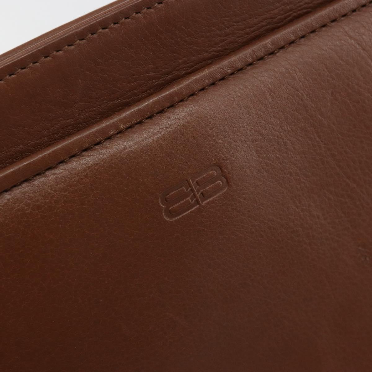 BALENCIAGA Clutch Bag Leather Brown Gold Auth 178398
