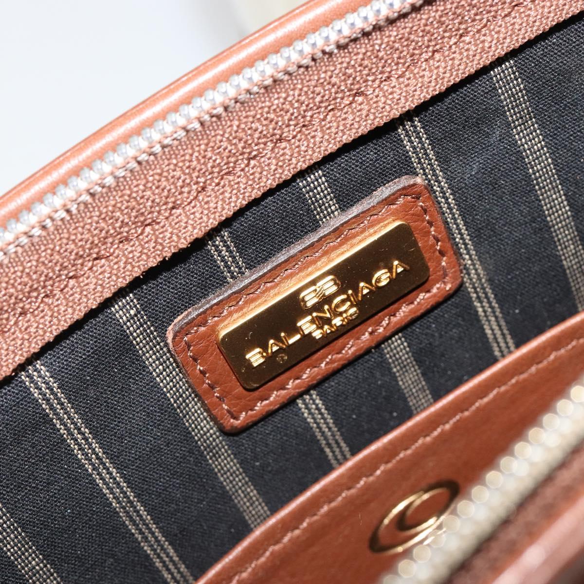 BALENCIAGA Clutch Bag Leather Brown Gold Auth 178398