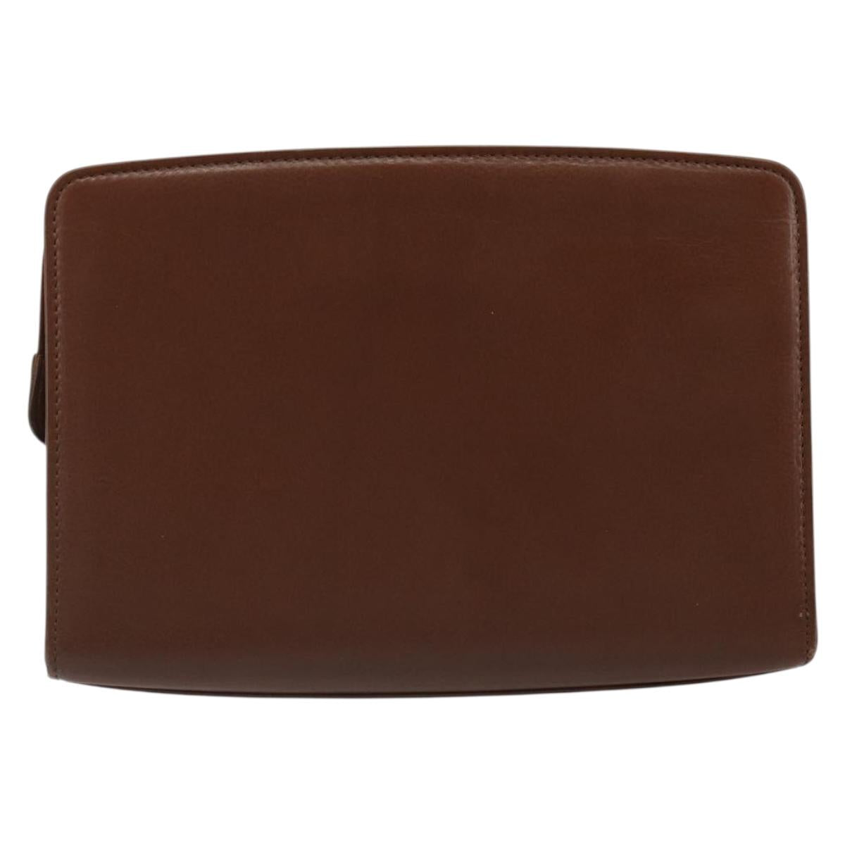 BALENCIAGA Clutch Bag Leather Brown Gold Auth 178398