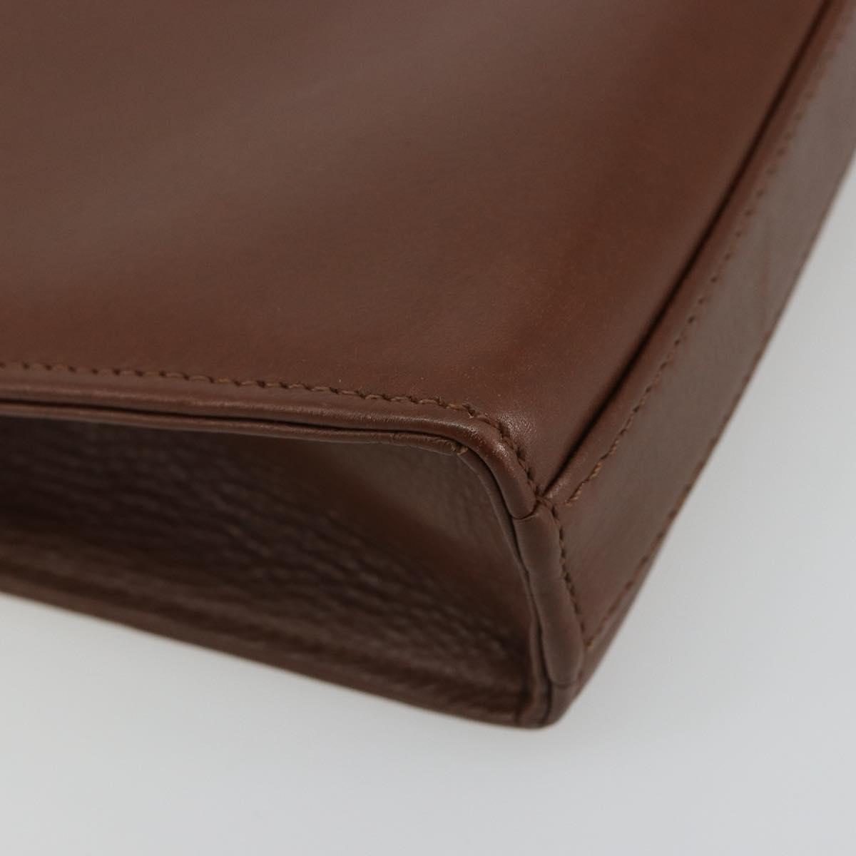 BALENCIAGA Clutch Bag Leather Brown Gold Auth 178398