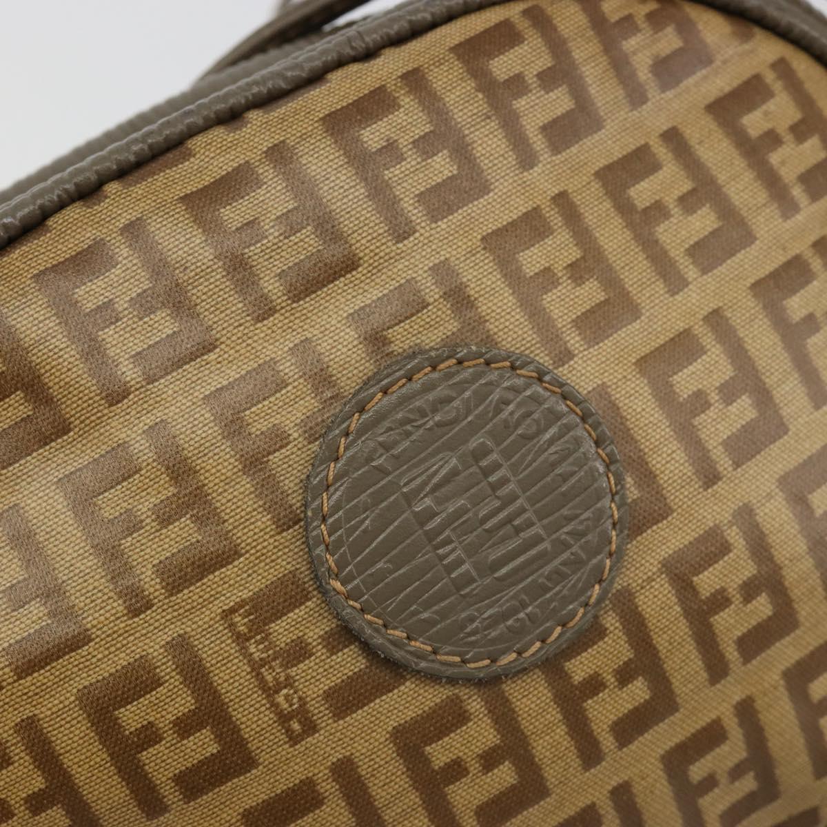 FENDI Zucchino Canvas Shoulder Bag Coated Canvas Beige Gold Auth 178399
