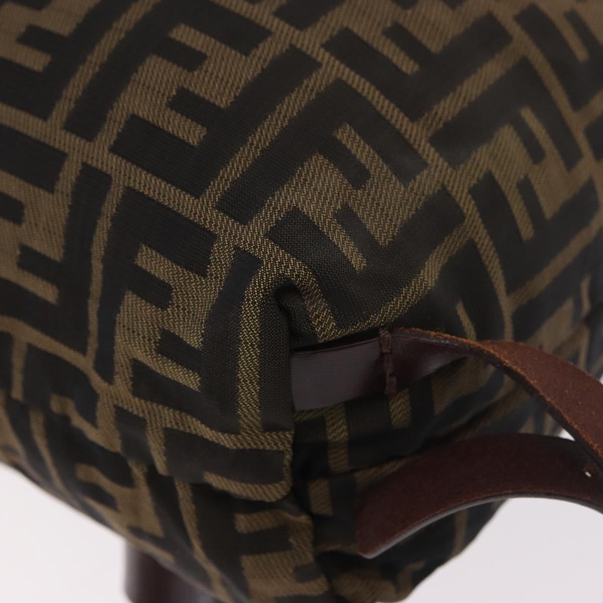 FENDI Zucca Canvas Backpack Brown Black Auth 178400