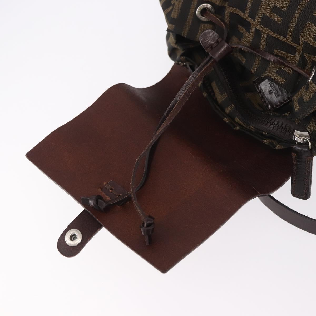 FENDI Zucca Canvas Backpack Brown Black Auth 178400