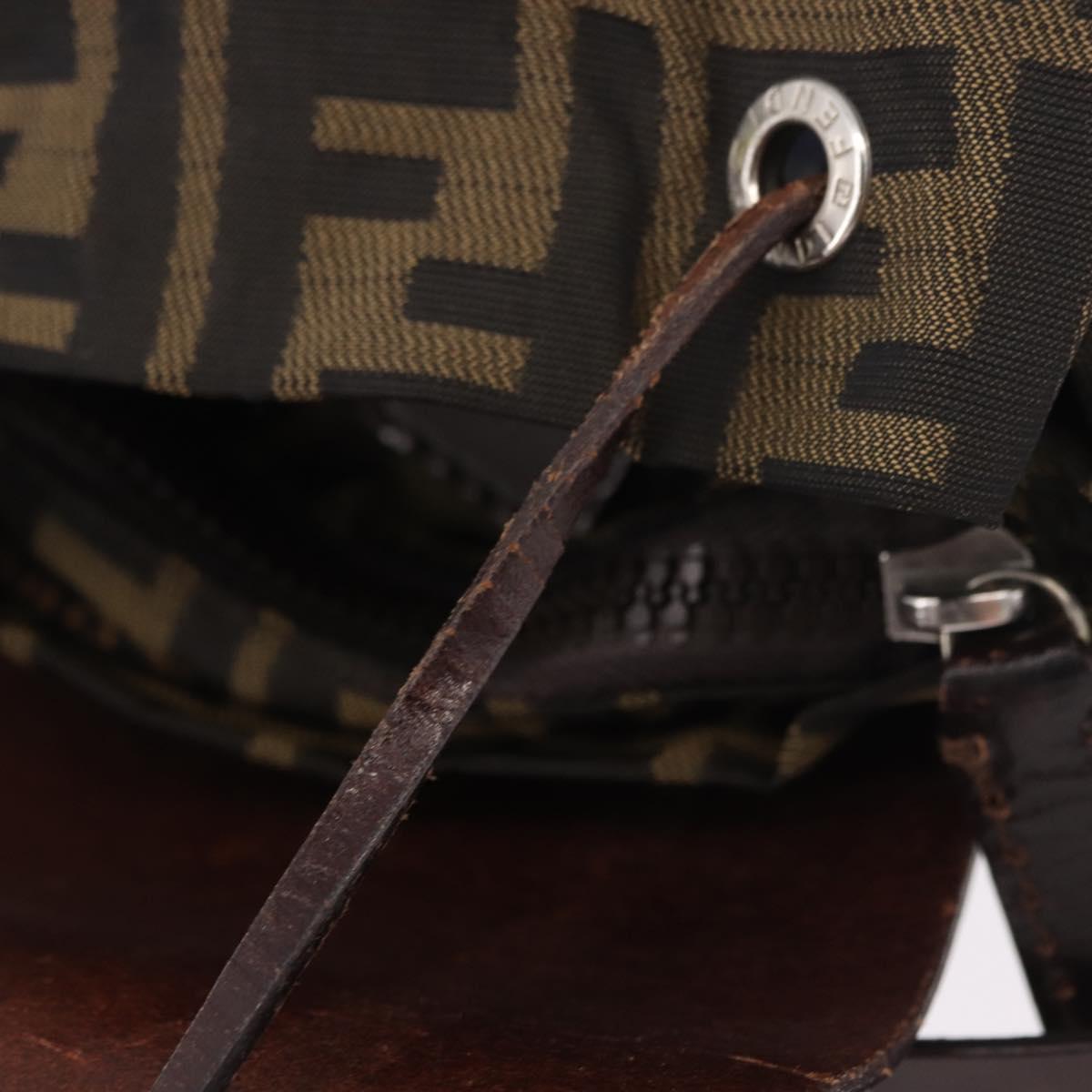 FENDI Zucca Canvas Backpack Brown Black Auth 178400