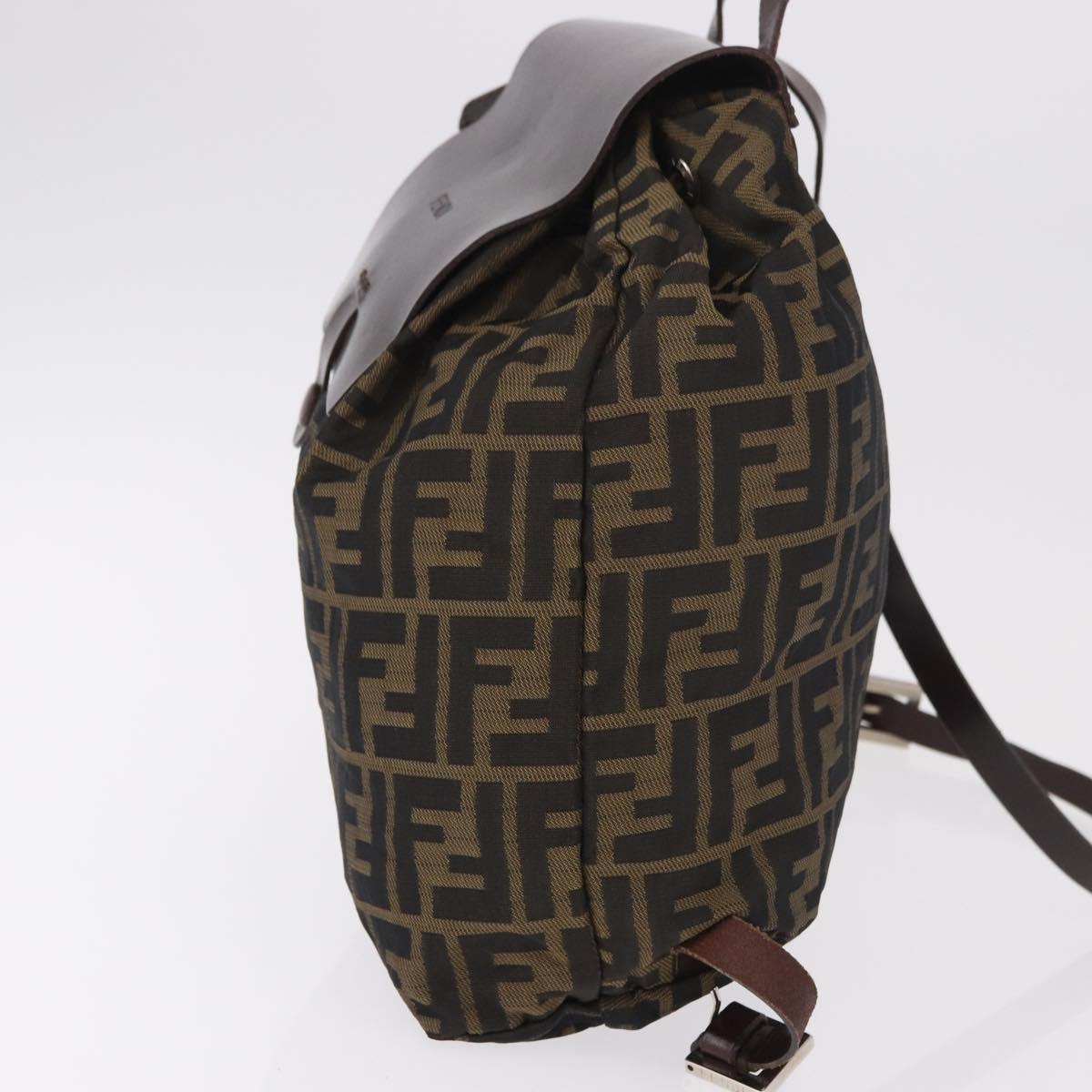 FENDI Zucca Canvas Backpack Brown Black Auth 178400