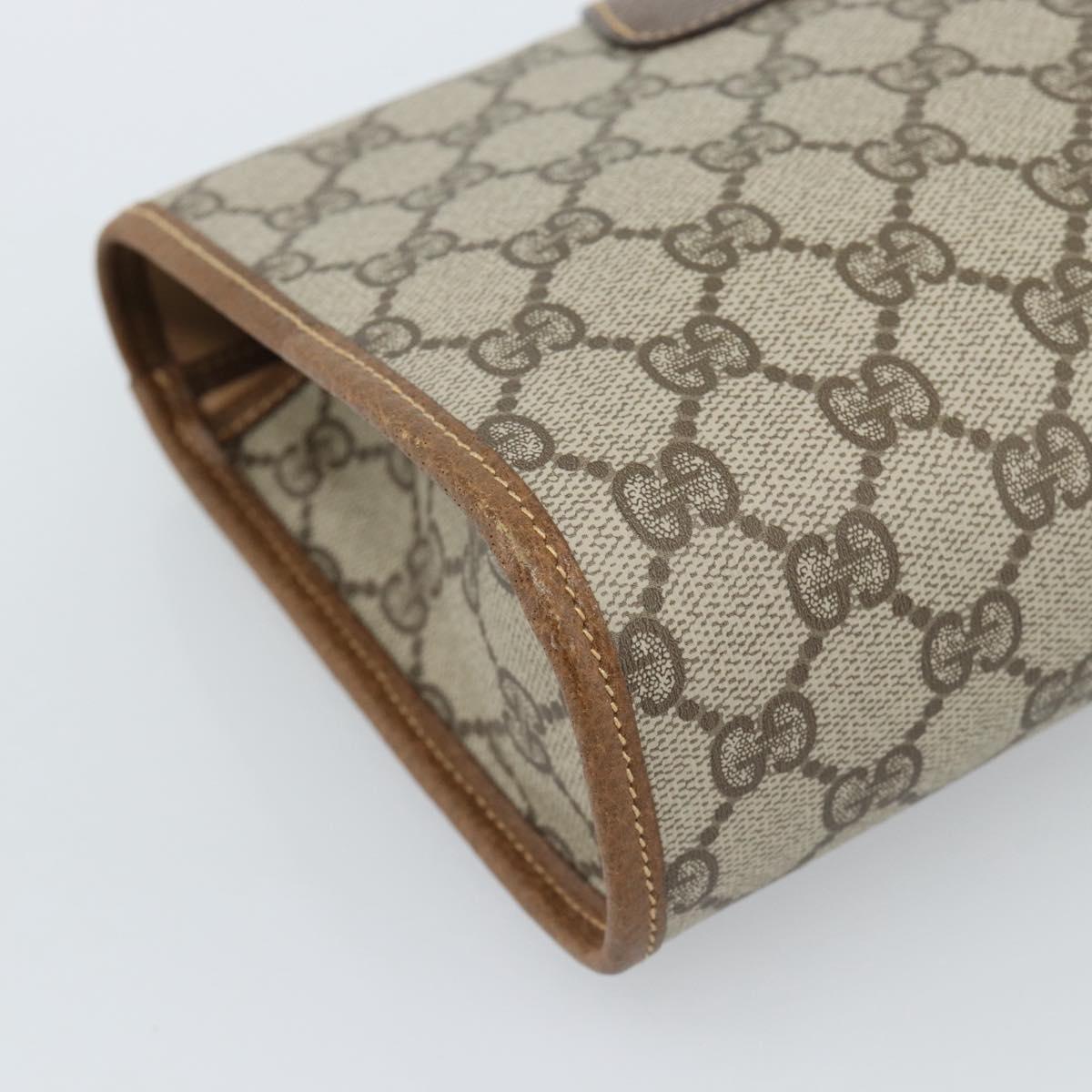 GUCCI GG Supreme Web Sherry Line Bag PVC Beige Gold 014 122 6052 Auth 178401A