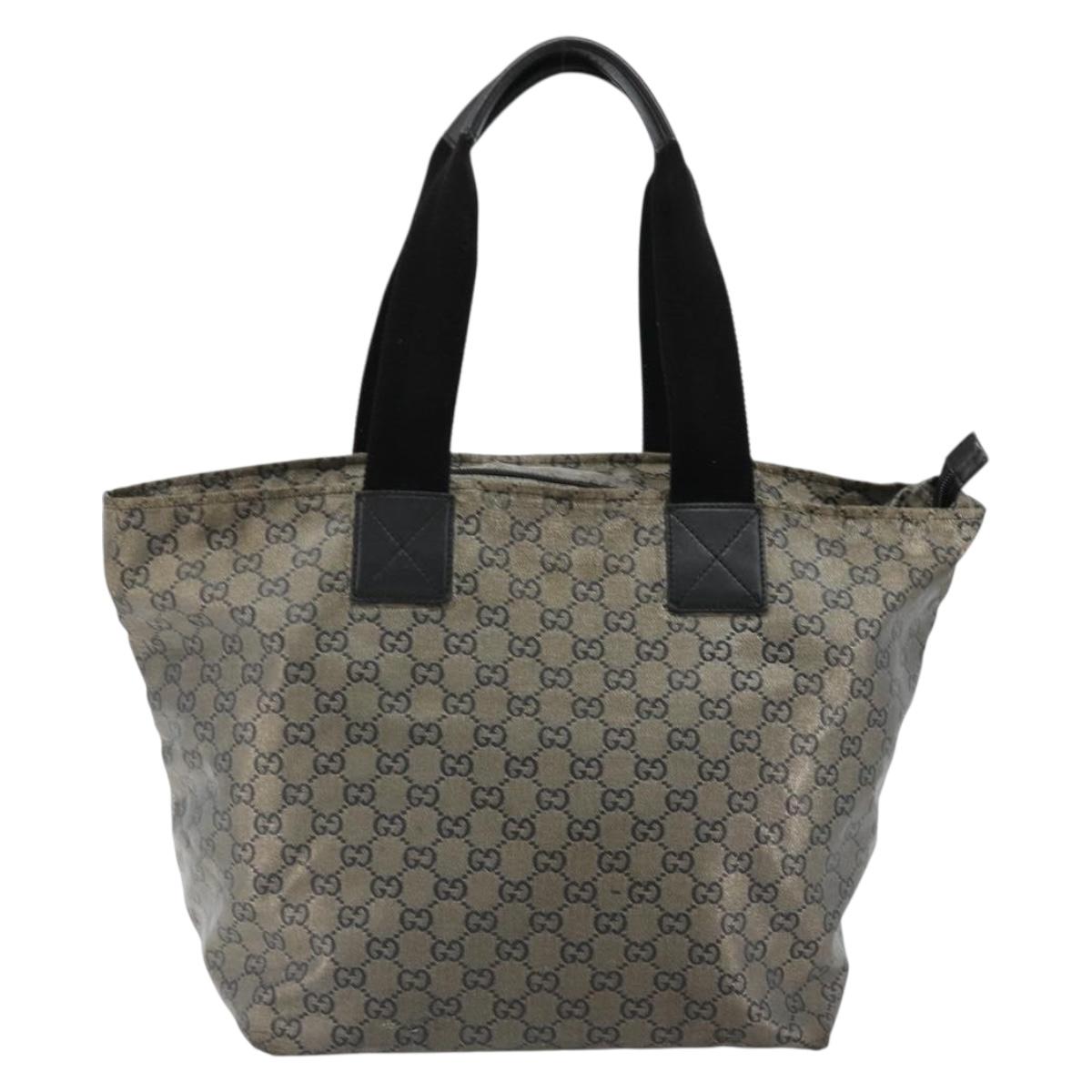 GUCCI GG Crystal Tote Bag Coated Canvas Navy 131231 Auth 178402