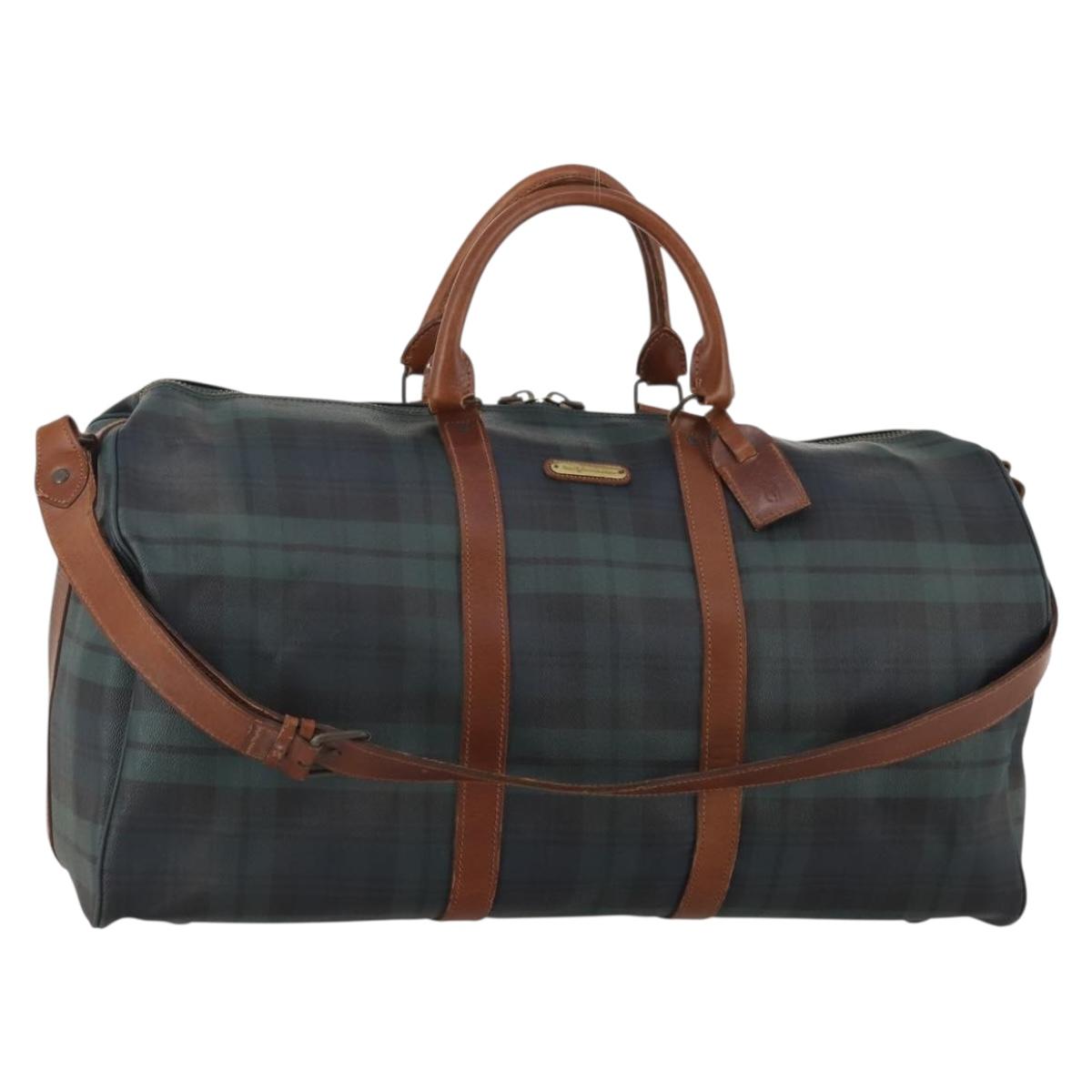 Polo Ralph Lauren Boston Bag PVC Leather 2way Green Brown Auth 178404