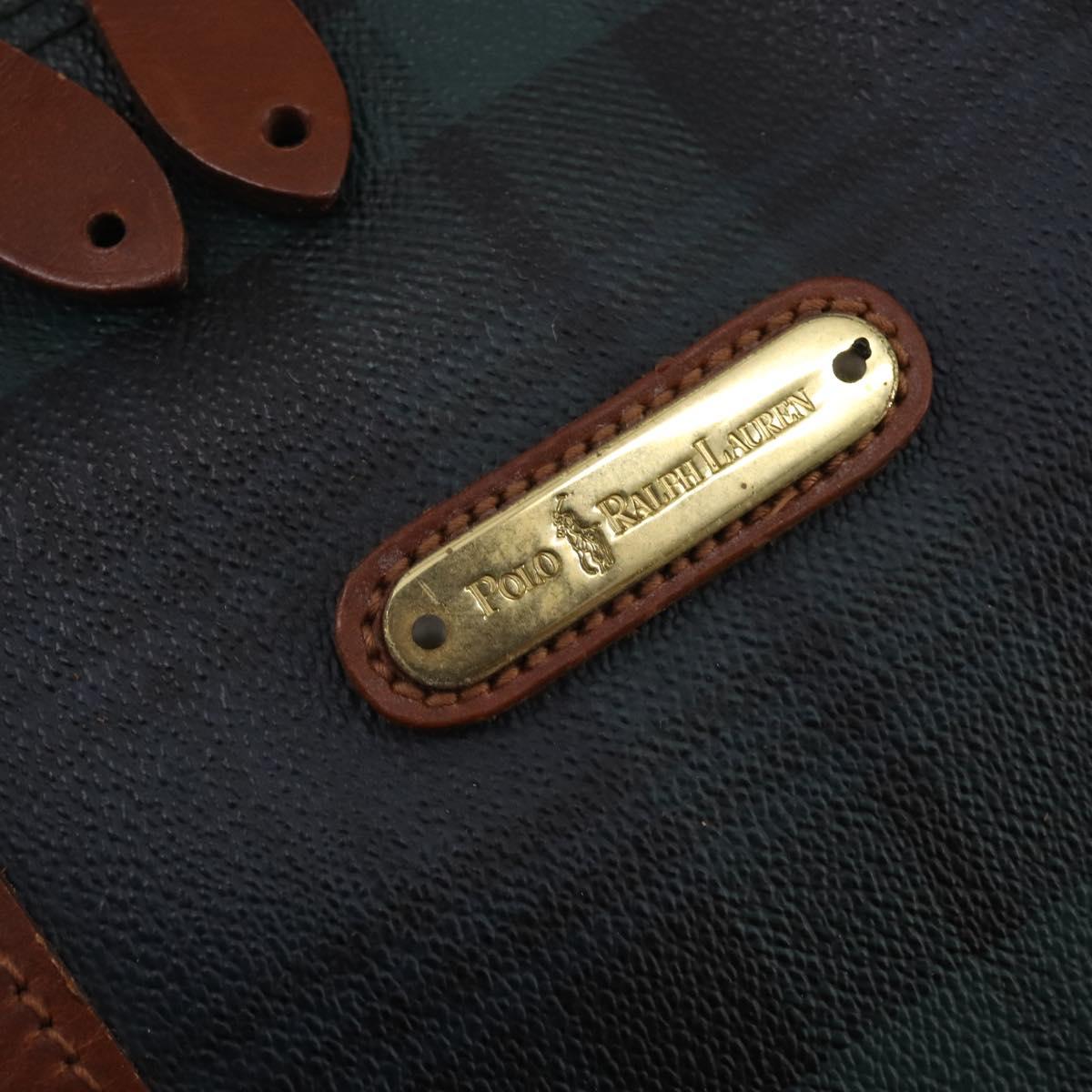 Polo Ralph Lauren Boston Bag PVC Leather 2way Green Brown Auth 178404