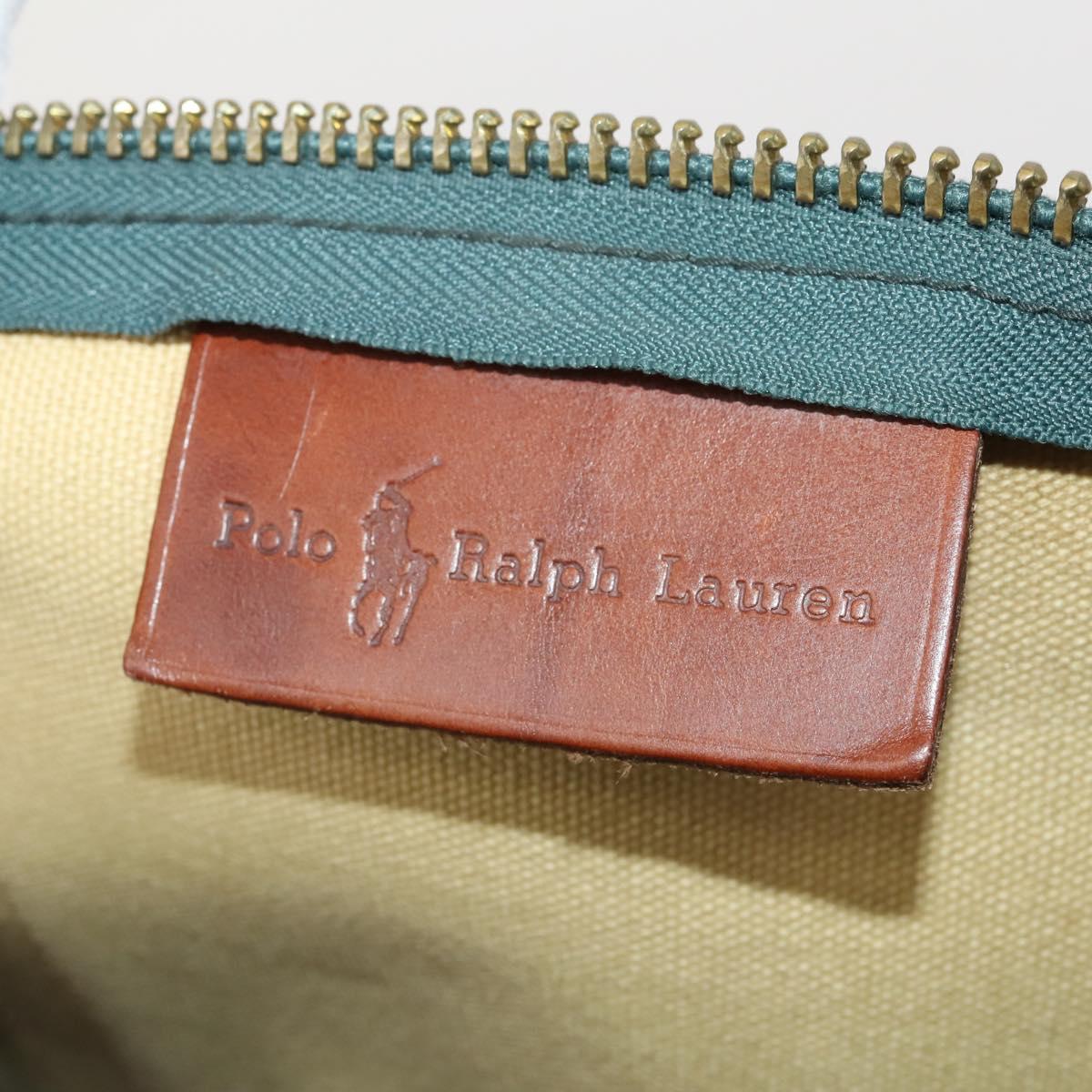 Polo Ralph Lauren Boston Bag PVC Leather 2way Green Brown Auth 178404