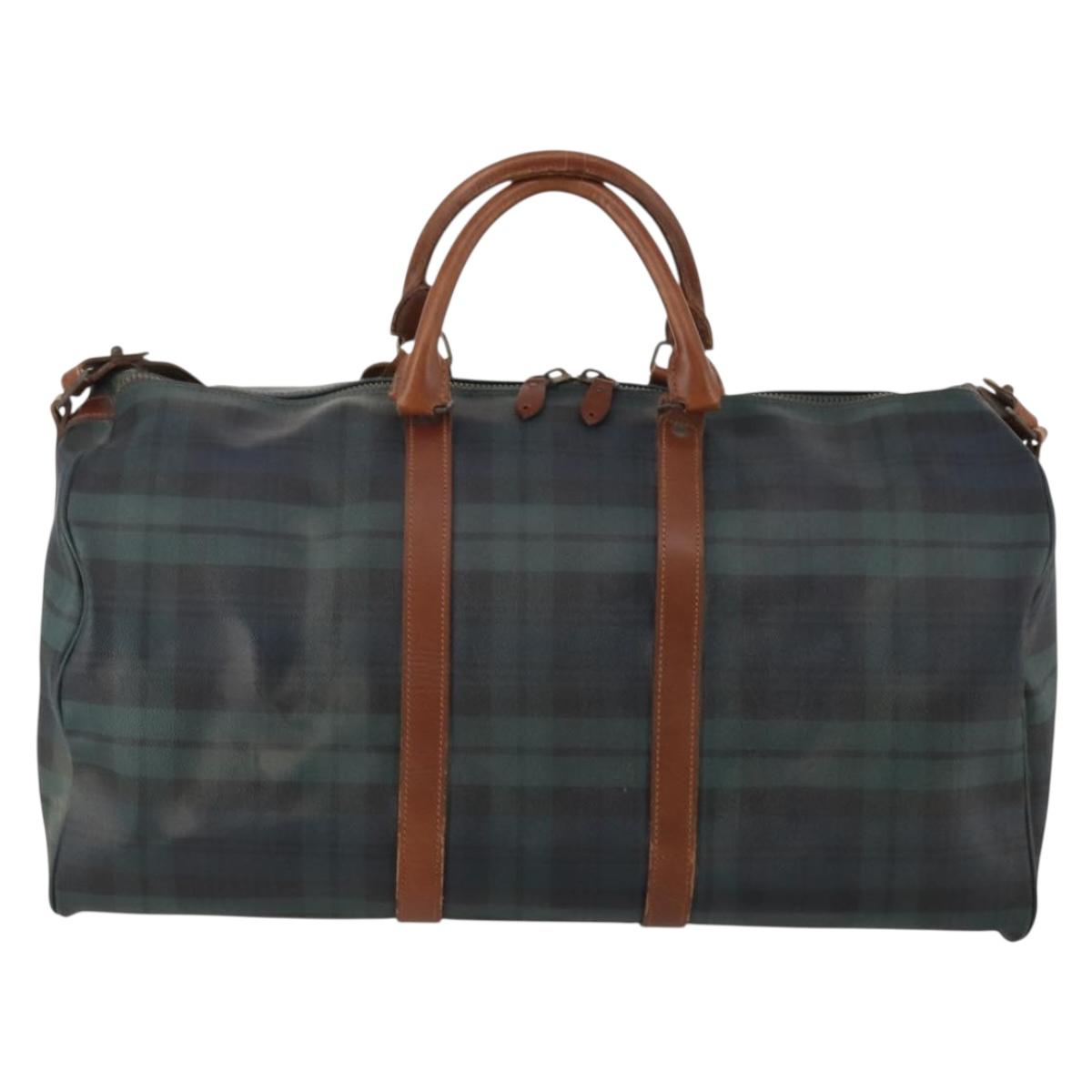 Polo Ralph Lauren Boston Bag PVC Leather 2way Green Brown Auth 178404