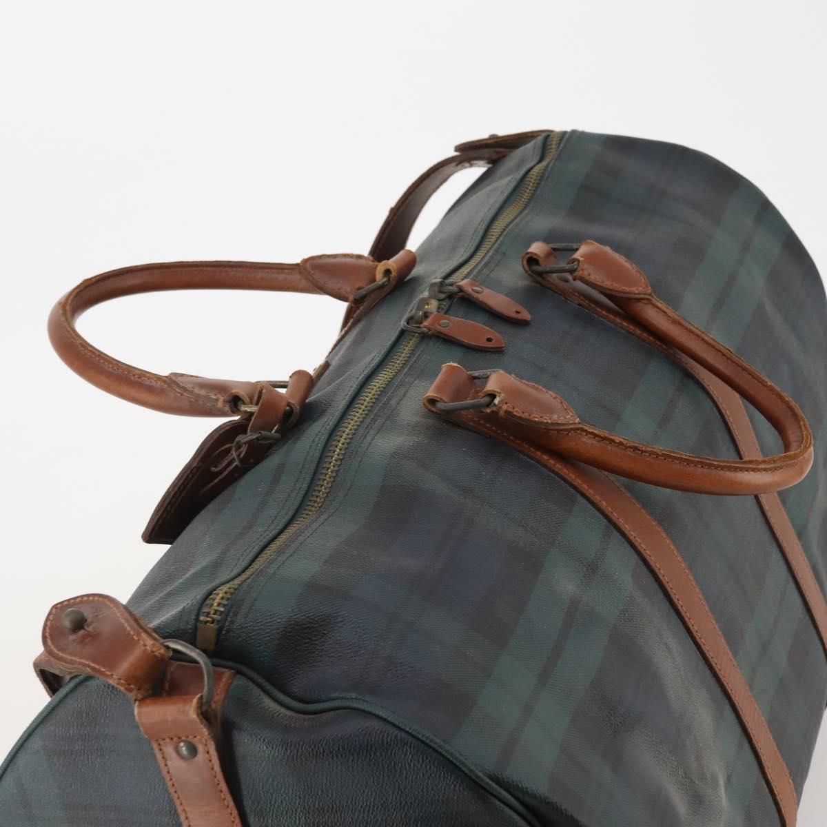 Polo Ralph Lauren Boston Bag PVC Leather 2way Green Brown Auth 178404