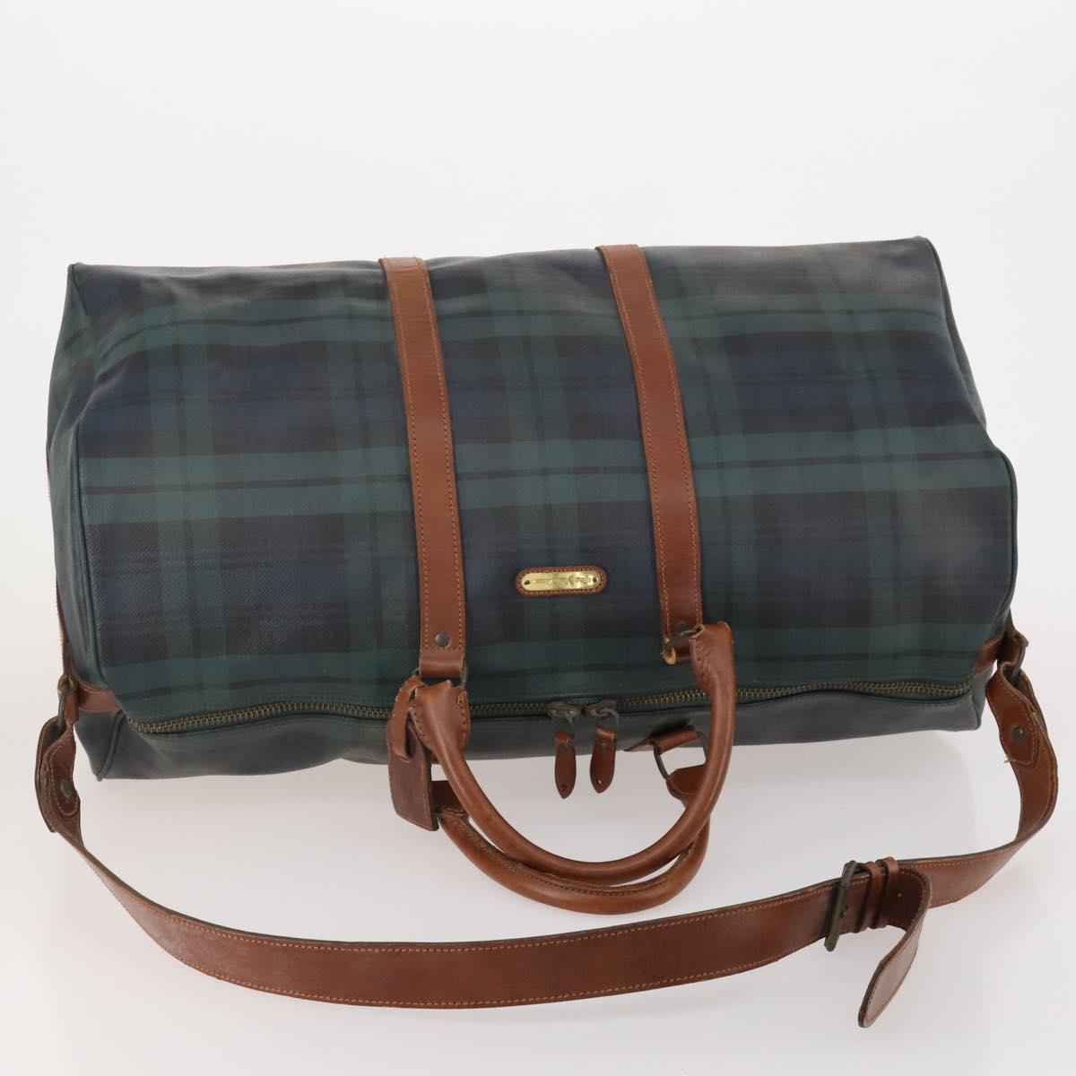 Polo Ralph Lauren Boston Bag PVC Leather 2way Green Brown Auth 178404