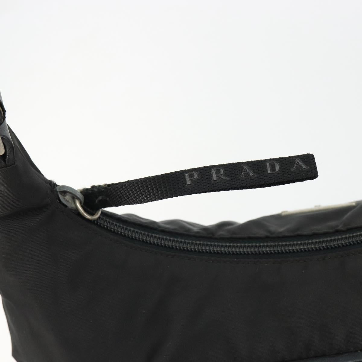 PRADA Shoulder Bag Nylon Black Silver Auth 178405