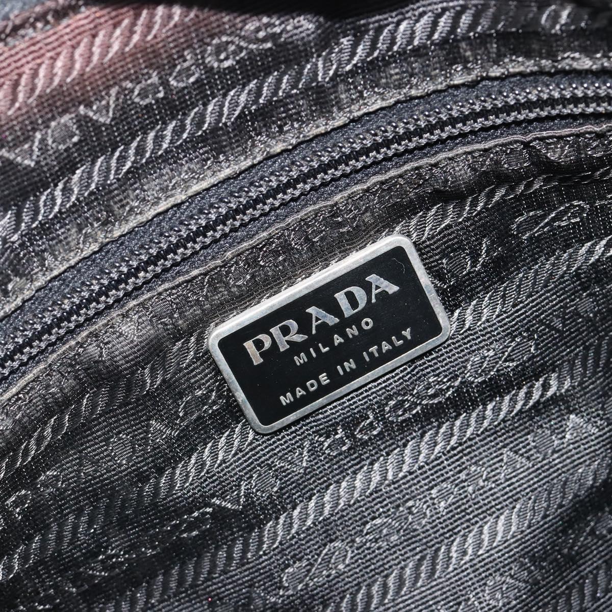 PRADA Shoulder Bag Nylon Black Silver Auth 178405