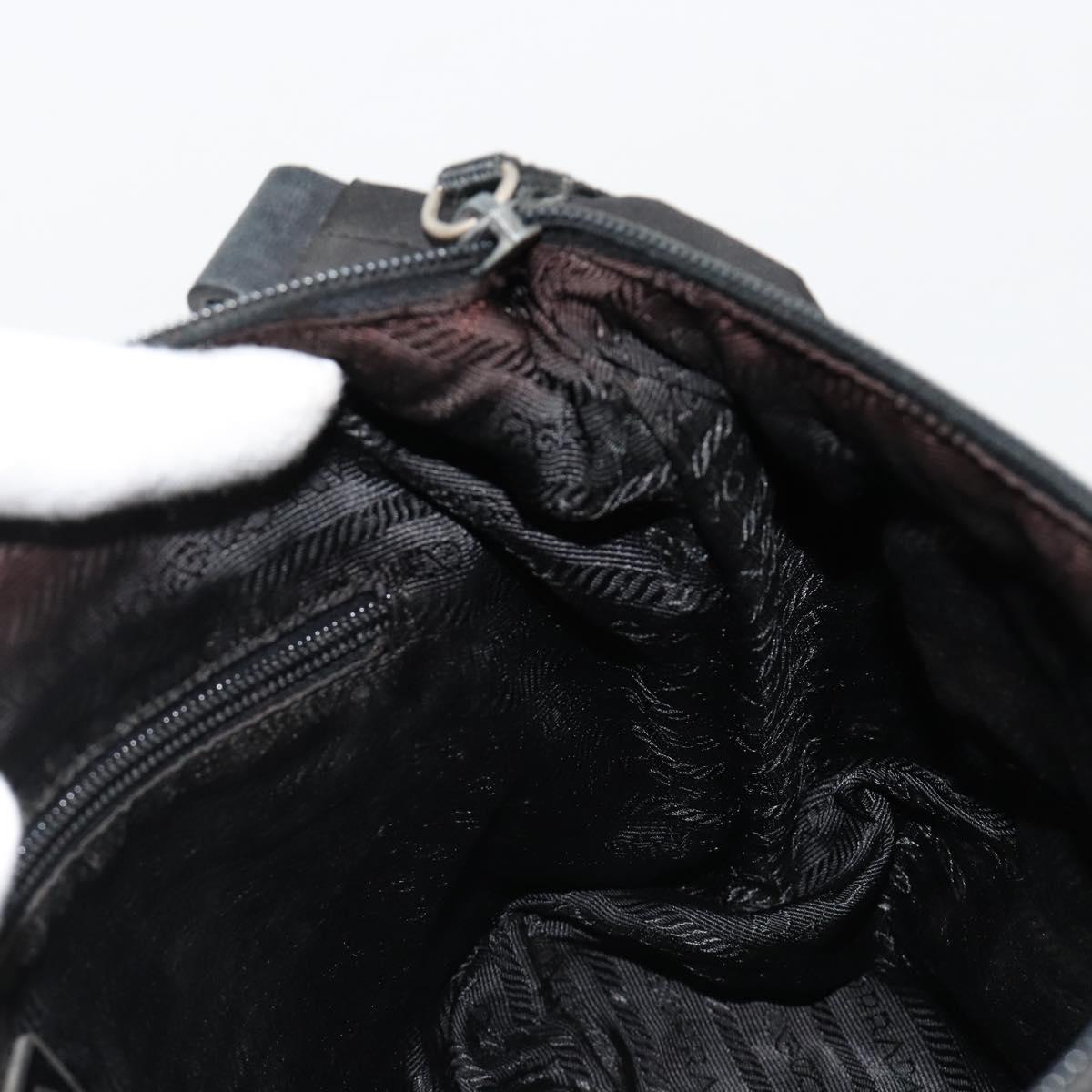 PRADA Shoulder Bag Nylon Black Silver Auth 178405