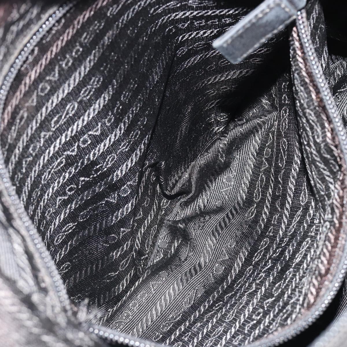 PRADA Shoulder Bag Nylon Black Silver Auth 178405