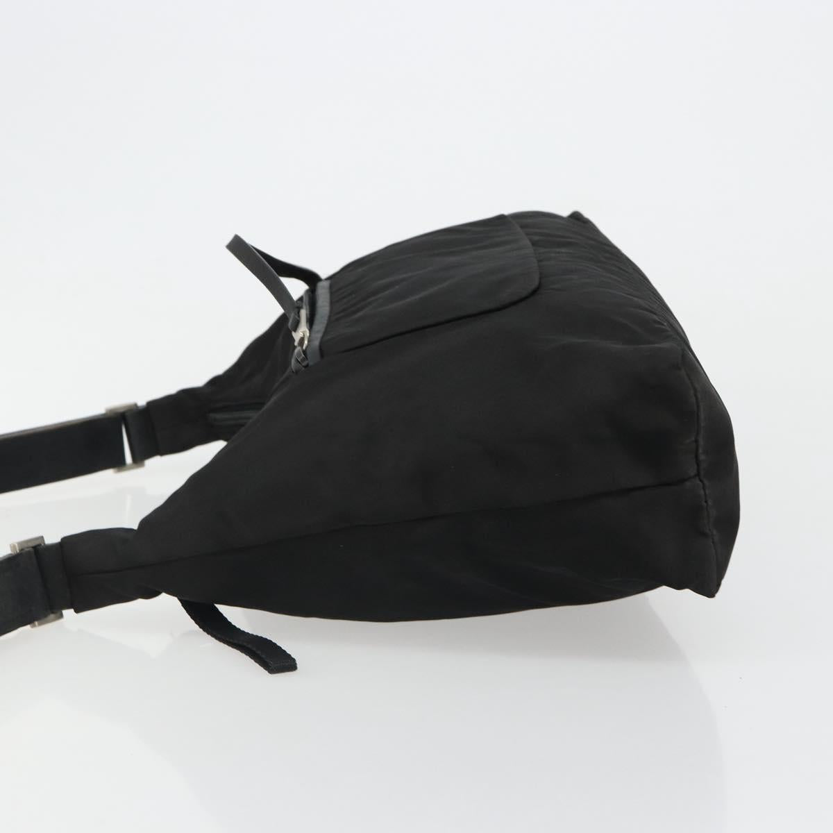 PRADA Shoulder Bag Nylon Black Silver Auth 178405