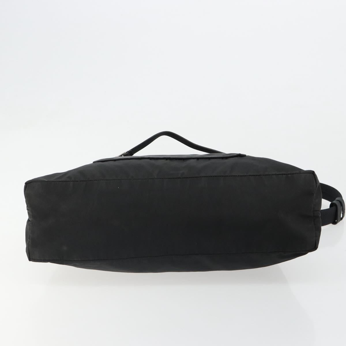 PRADA Shoulder Bag Nylon Black Silver Auth 178405