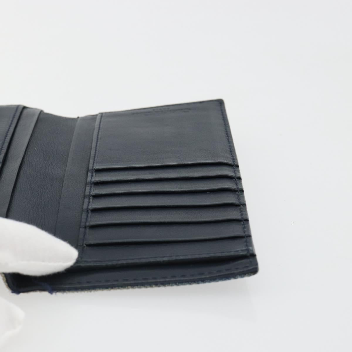 Christian Dior Wallet Denim Blue Silver Auth 178407