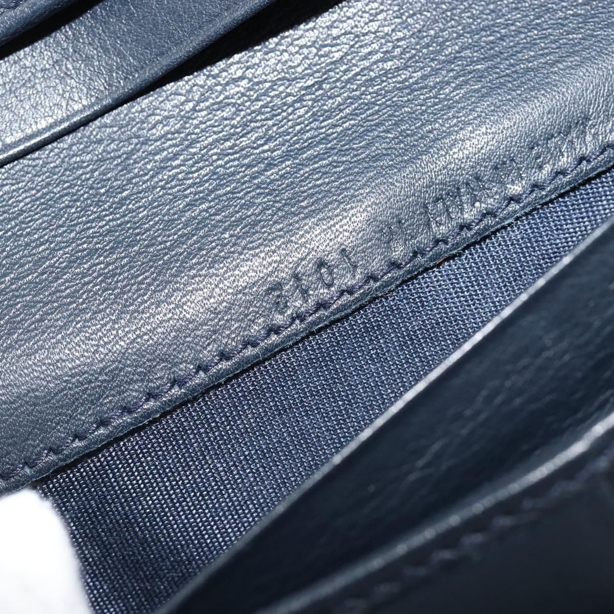 Christian Dior Wallet Denim Blue Silver Auth 178407