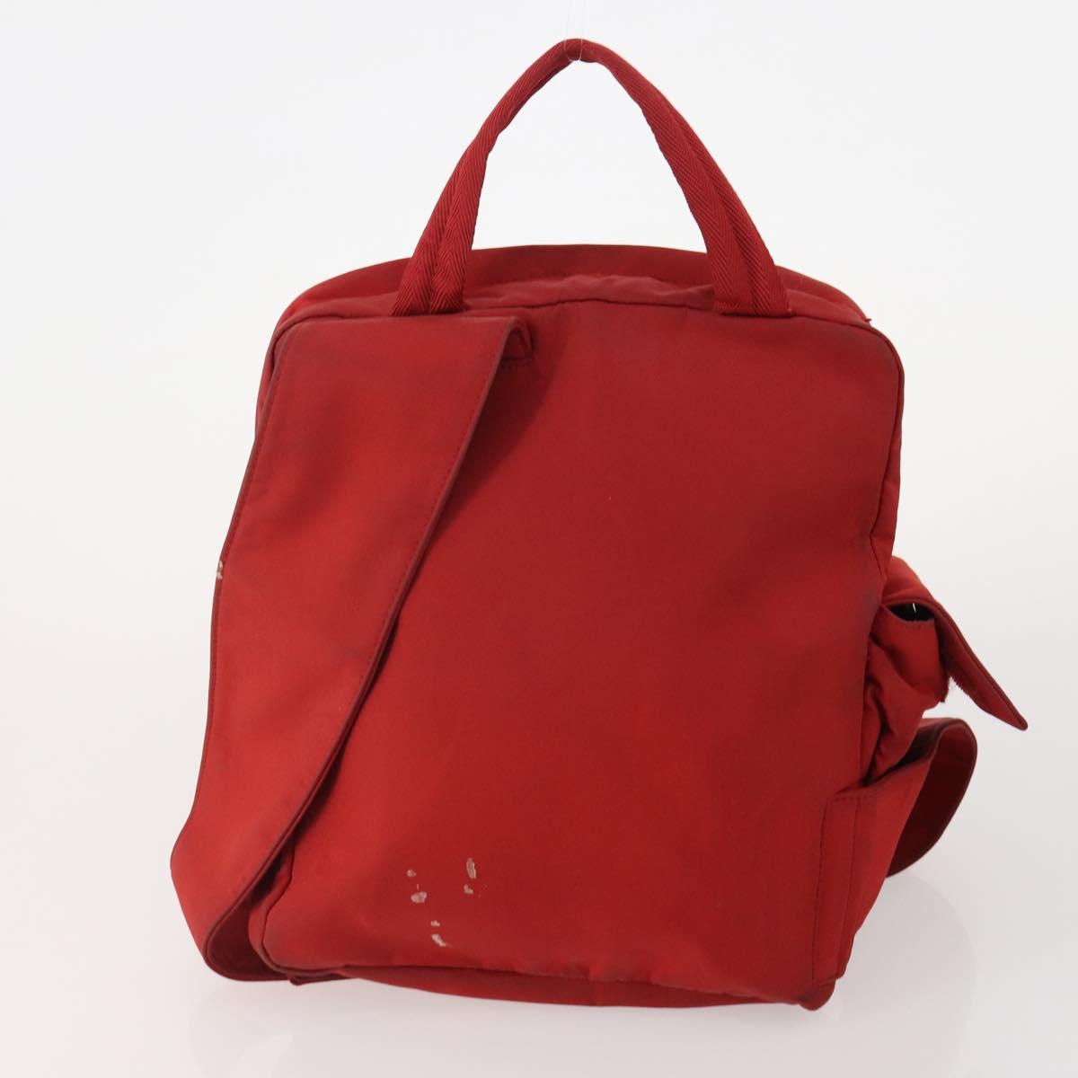 PRADA Shoulder Bag Nylon 4 Set Khaki Black Red Auth 178408