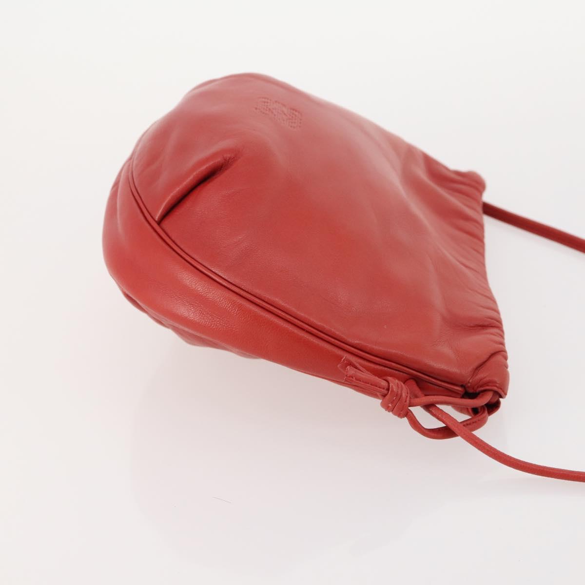 LOEWE Anagram Shoulder Bag Leather 2 Set Red Black Auth 178412