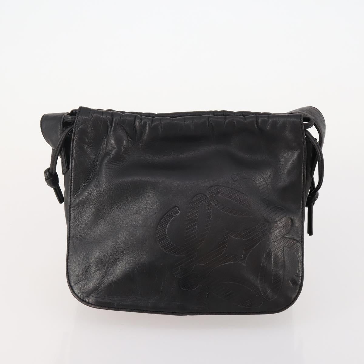 LOEWE Anagram Shoulder Bag Leather 2 Set Red Black Auth 178412