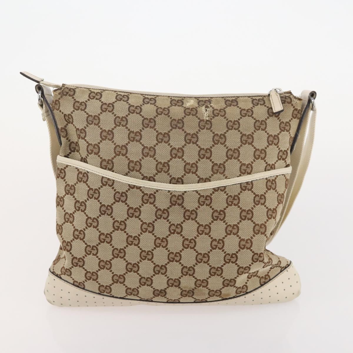 GUCCI GG Canvas Shoulder Bag Canvas 4 Set Beige Black Auth 178414