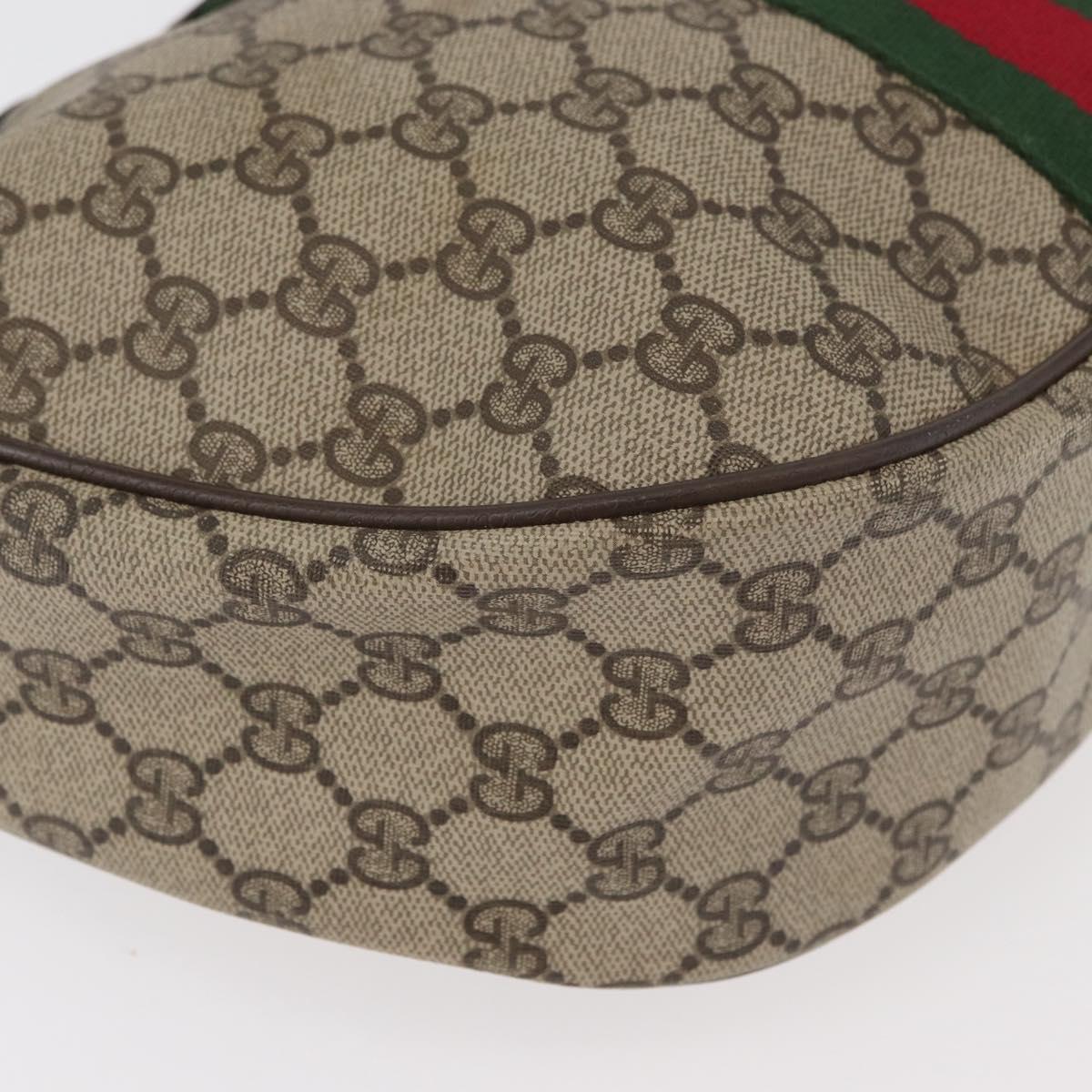 GUCCI GG Supreme Web Sherry Line Bag PVC Beige Gold 10 2 3840 Auth 178471