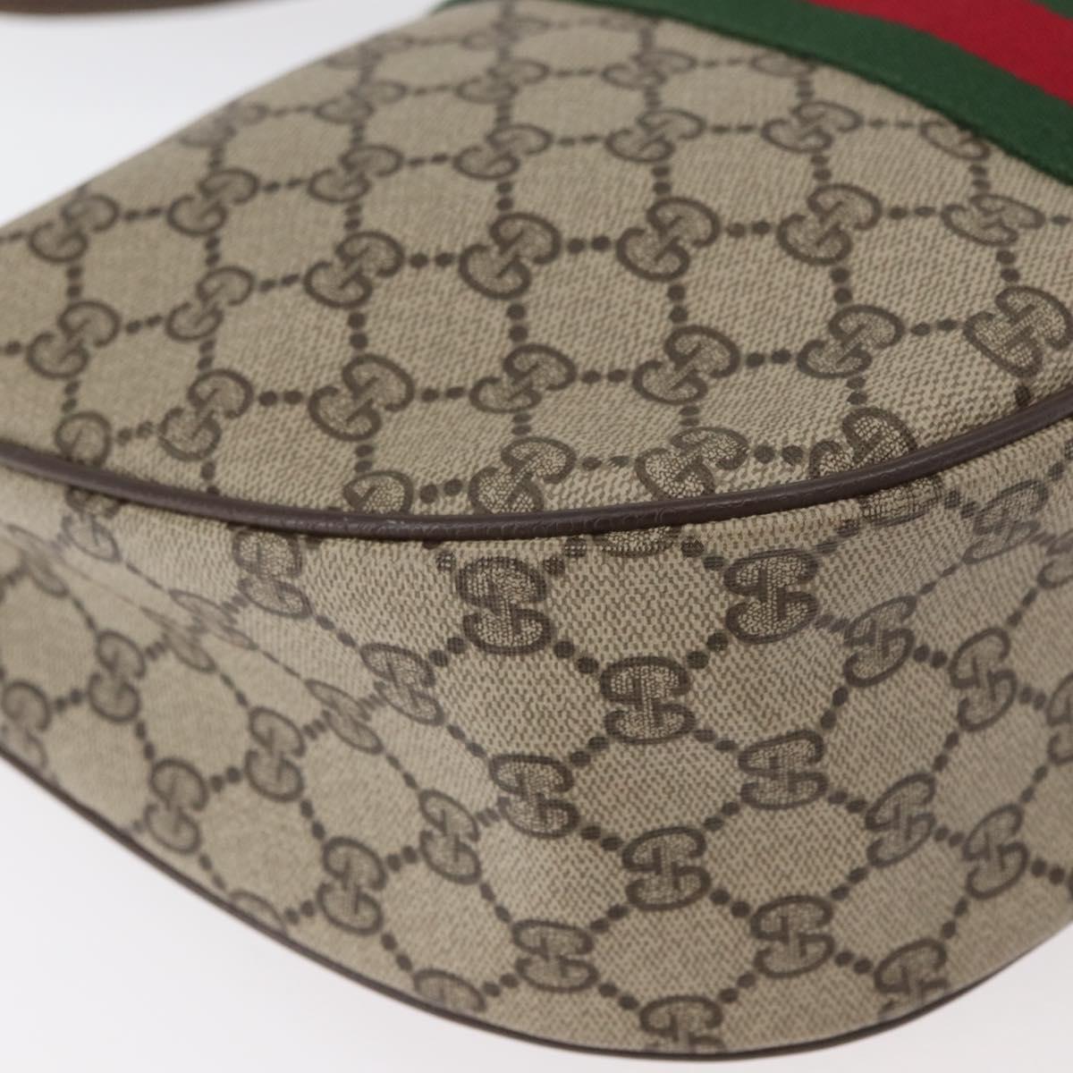 GUCCI GG Supreme Web Sherry Line Bag PVC Beige Gold 10 2 3840 Auth 178471