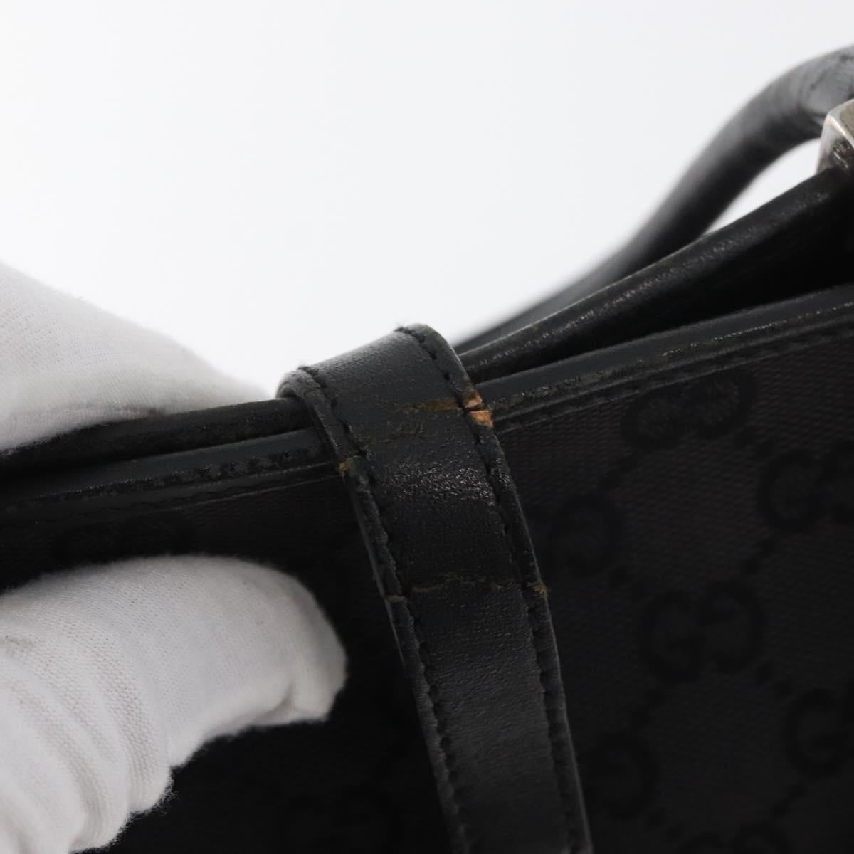 GUCCI GG Canvas Jackie Hand Bag Black Silver 002 1065 Auth 178472