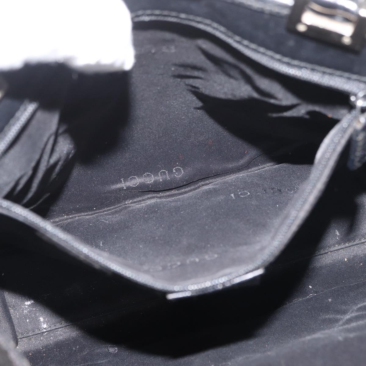 GUCCI GG Canvas Jackie Hand Bag Black Silver 002 1065 Auth 178472