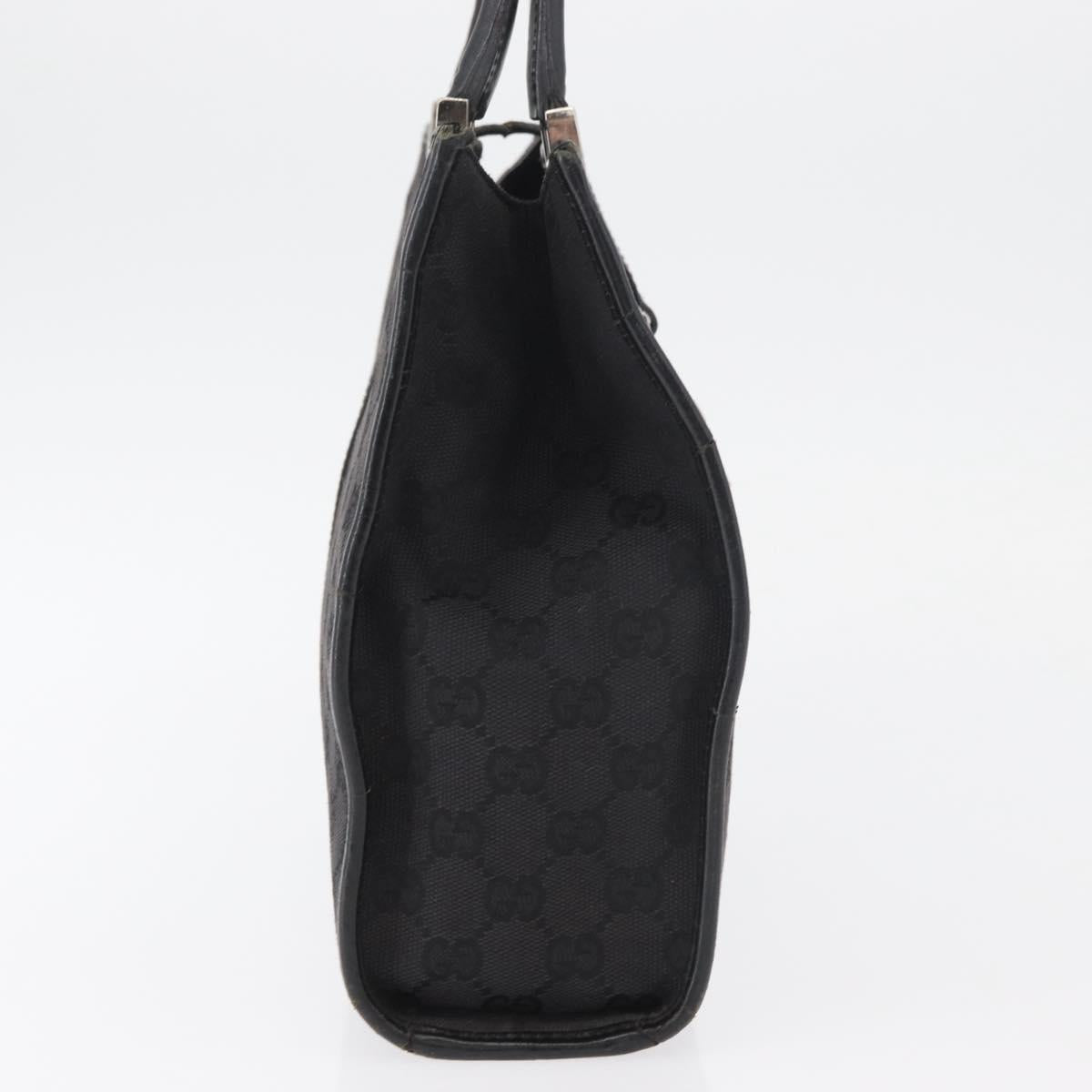 GUCCI GG Canvas Jackie Hand Bag Black Silver 002 1065 Auth 178472