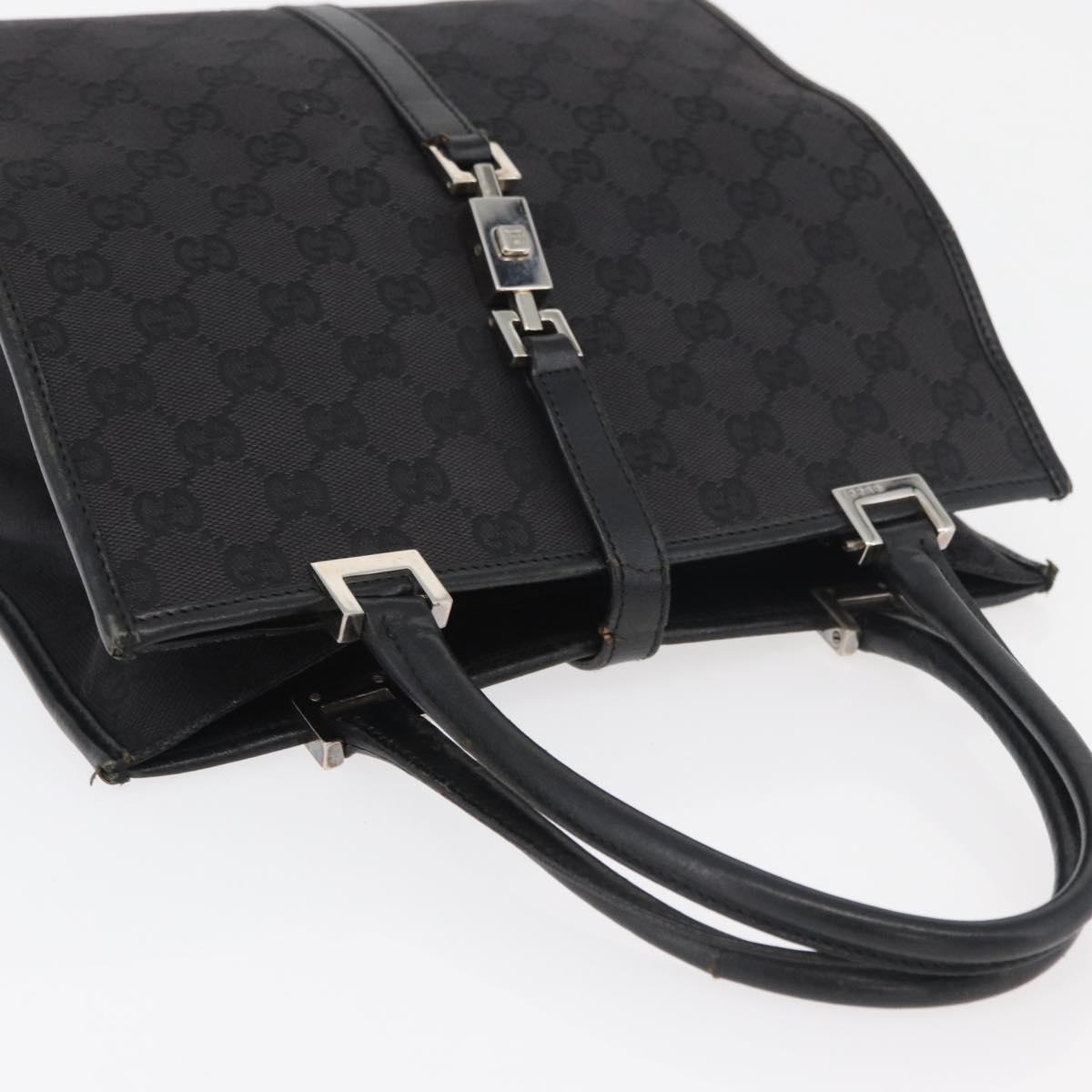 GUCCI GG Canvas Jackie Hand Bag Black Silver 002 1065 Auth 178472