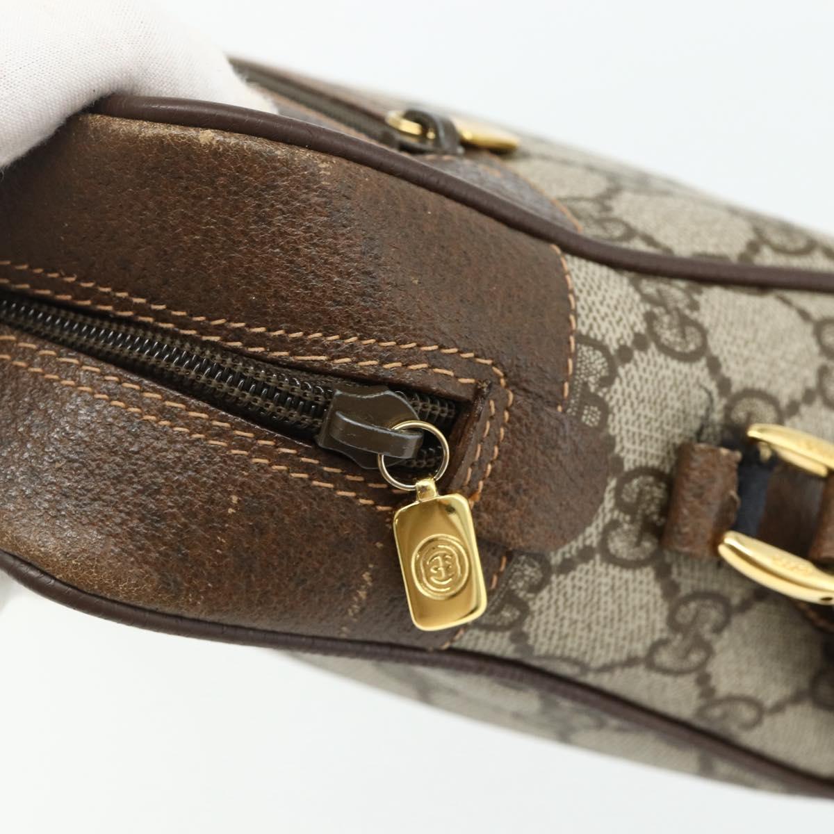 GUCCI GG Supreme Web Sherry Line Bag PVC Beige Gold 119 02 088 Auth 178473