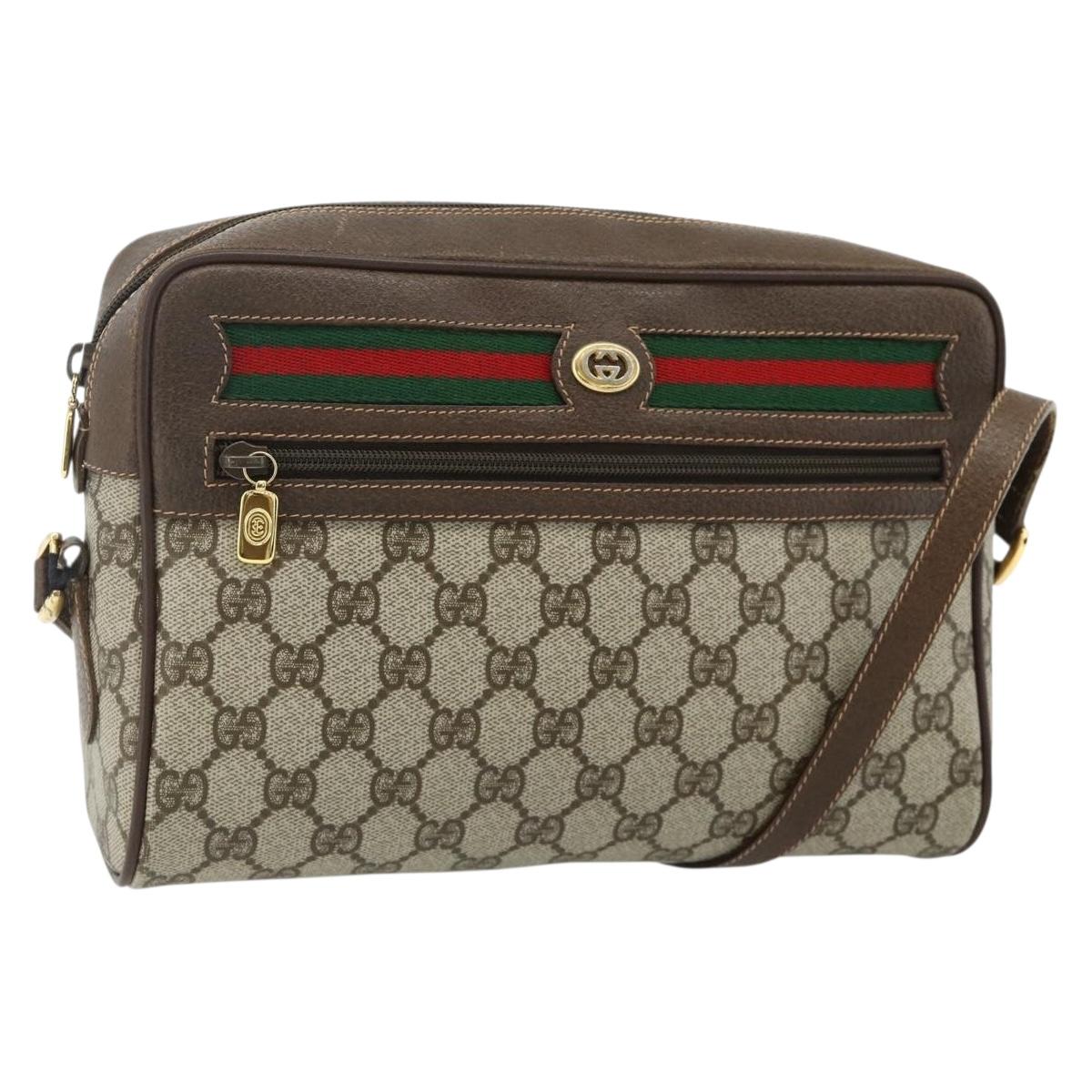 GUCCI GG Supreme Web Sherry Line Bag PVC Beige Gold 119 02 088 Auth 178473