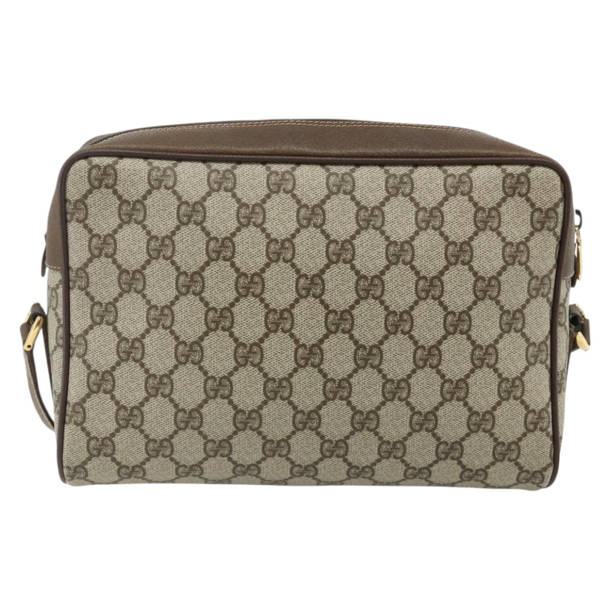 GUCCI GG Supreme Web Sherry Line Bag PVC Beige Gold 119 02 088 Auth 178473