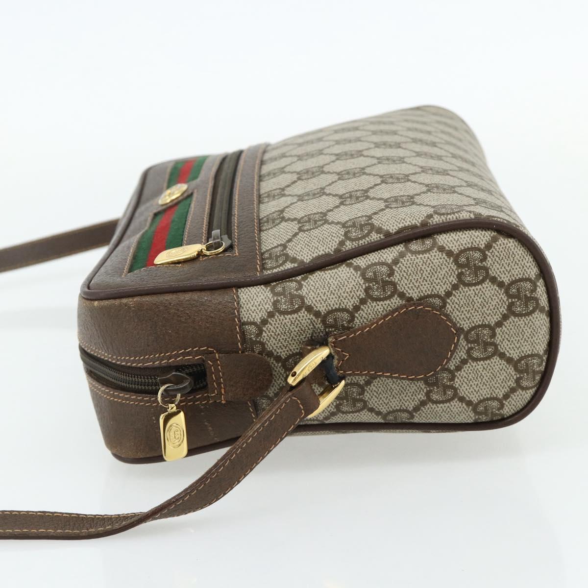 GUCCI GG Supreme Web Sherry Line Bag PVC Beige Gold 119 02 088 Auth 178473