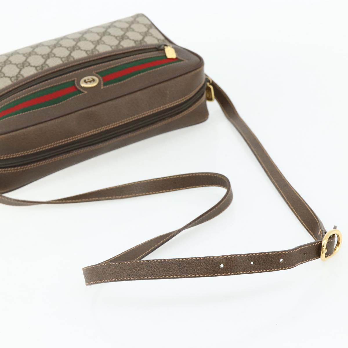 GUCCI GG Supreme Web Sherry Line Bag PVC Beige Gold 119 02 088 Auth 178473