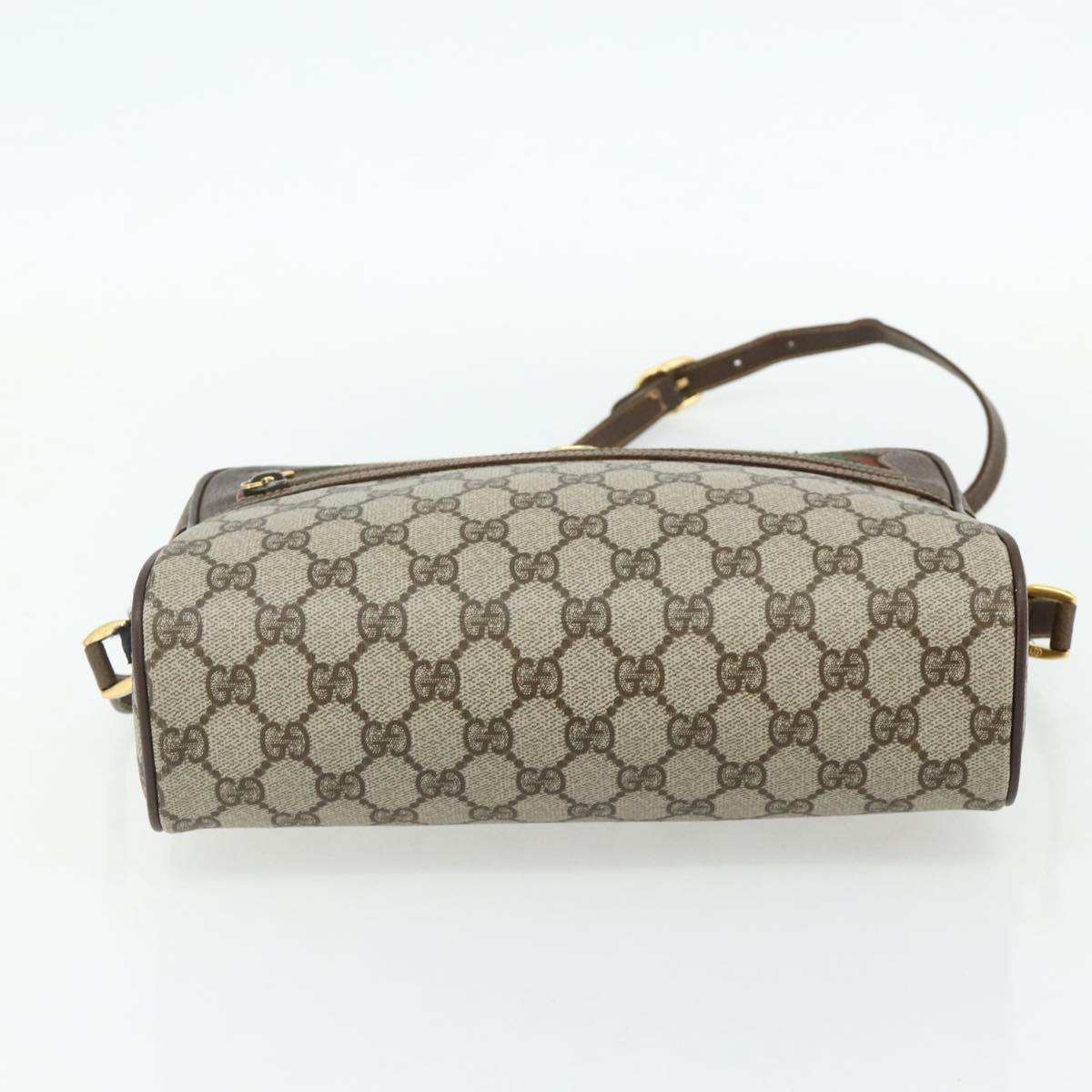 GUCCI GG Supreme Web Sherry Line Bag PVC Beige Gold 119 02 088 Auth 178473