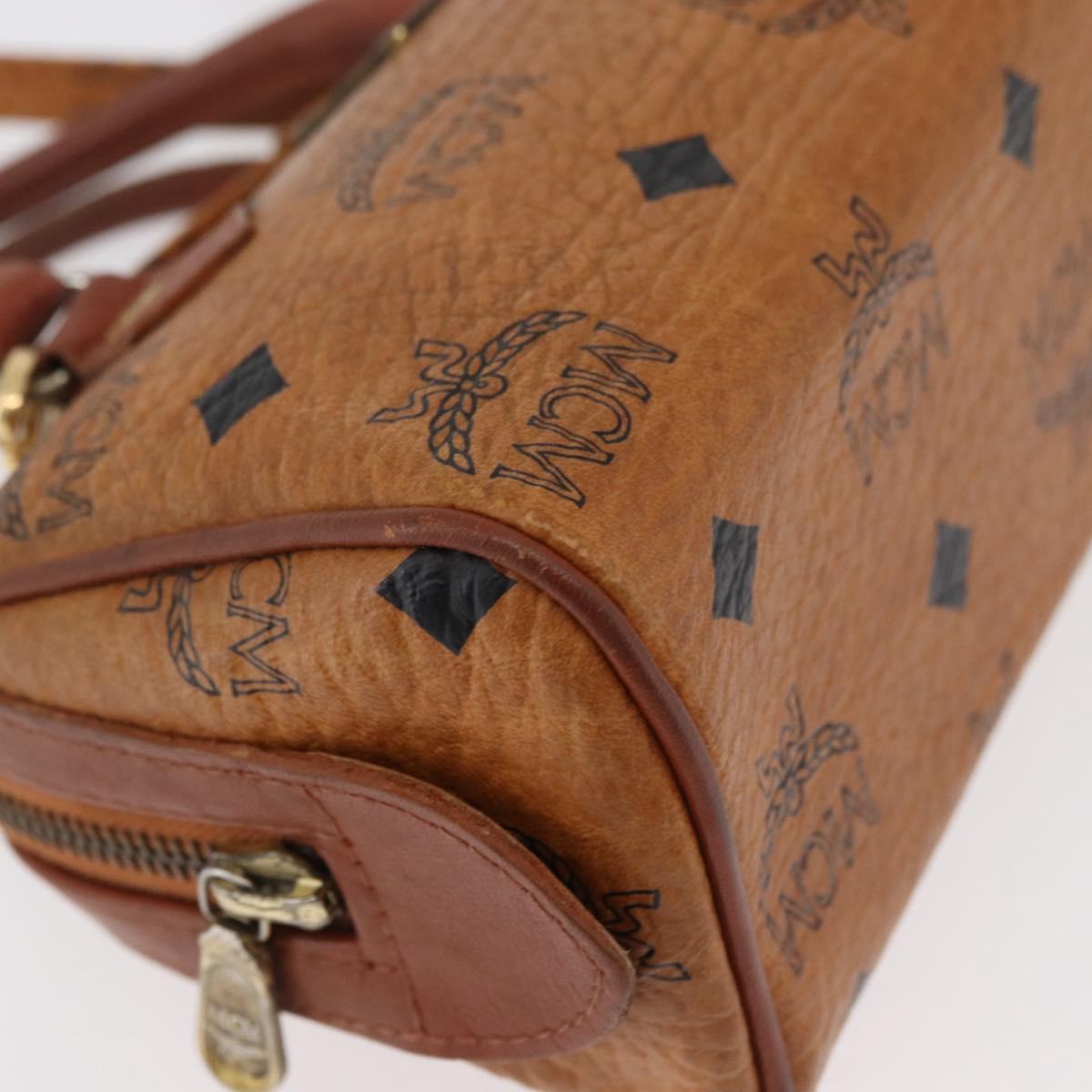 MCM Logogram Vicetos Mini Boston Bag PVC 2way Brown Gold Auth 178481