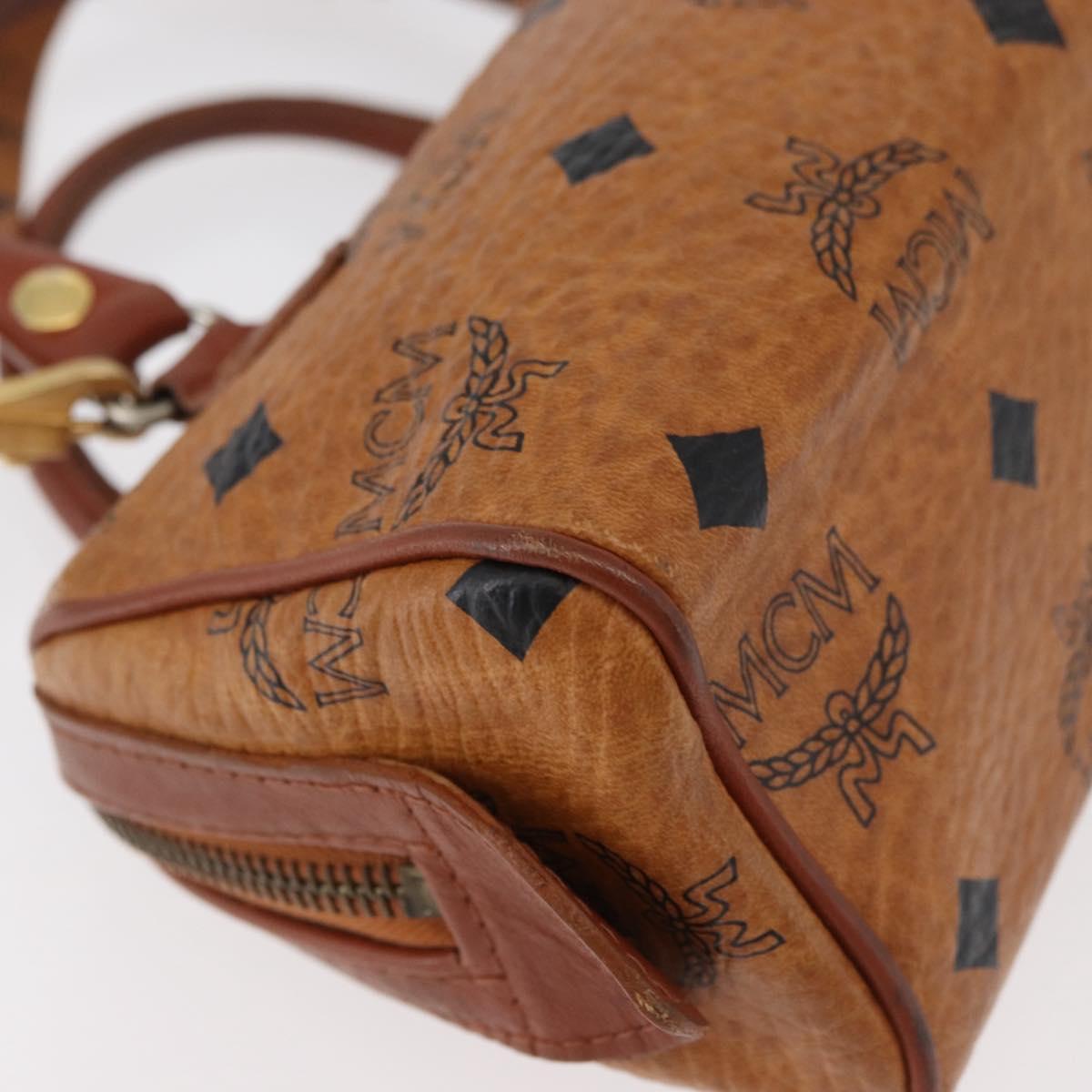 MCM Logogram Vicetos Mini Boston Bag PVC 2way Brown Gold Auth 178481