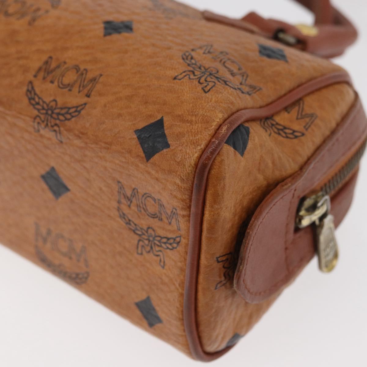MCM Logogram Vicetos Mini Boston Bag PVC 2way Brown Gold Auth 178481