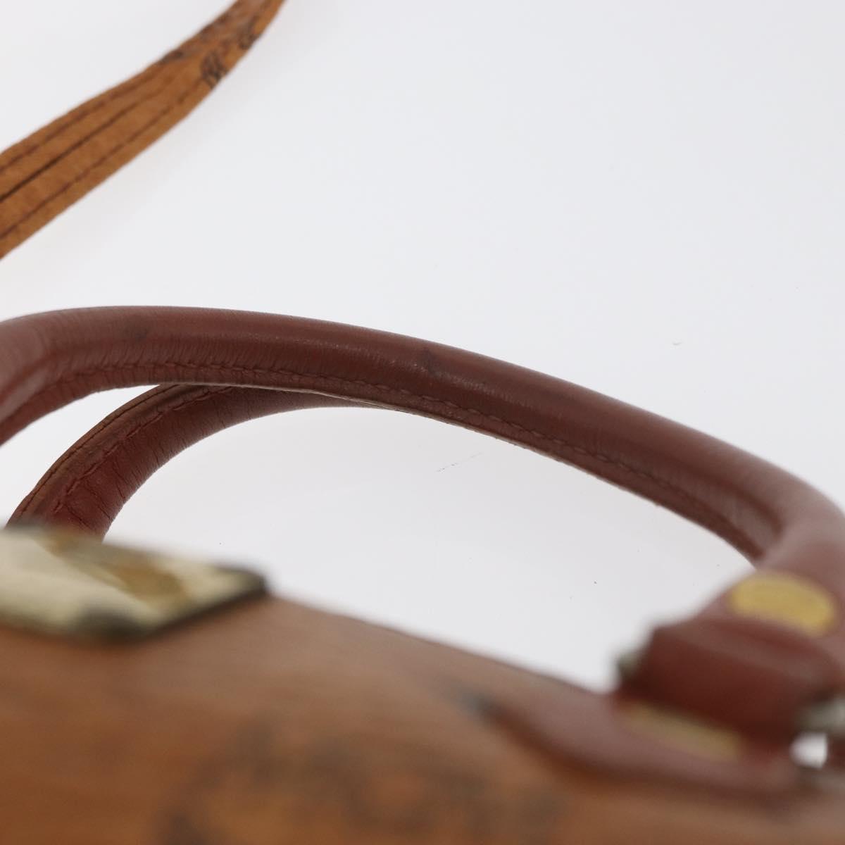 MCM Logogram Vicetos Mini Boston Bag PVC 2way Brown Gold Auth 178481
