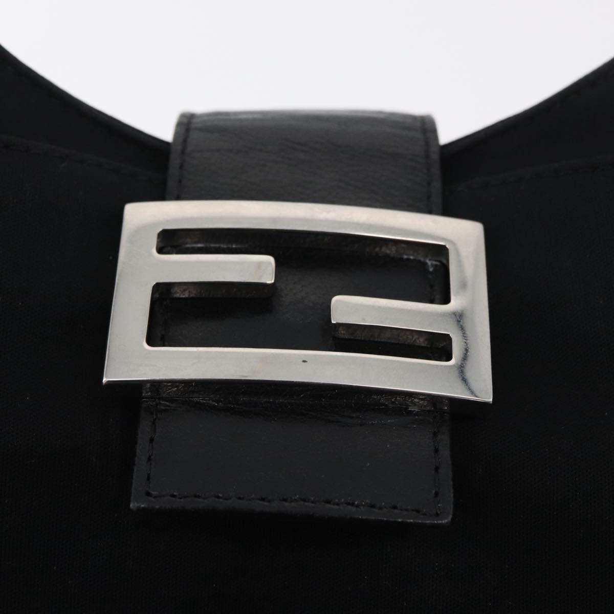 FENDI Mamma Baguette Shoulder Bag Black Silver Auth 178484