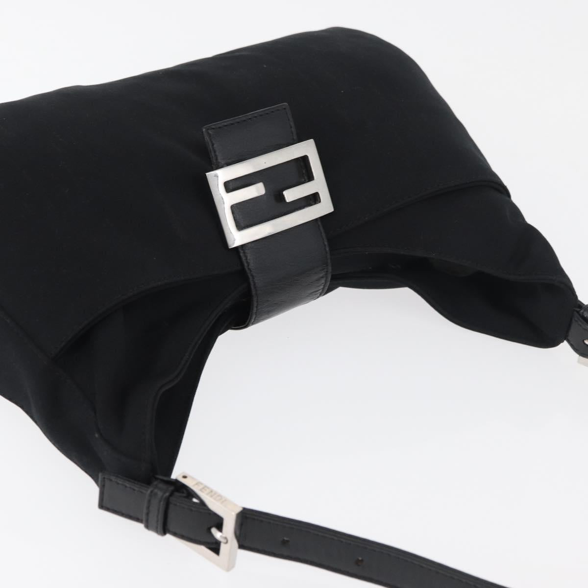 FENDI Mamma Baguette Shoulder Bag Black Silver Auth 178484