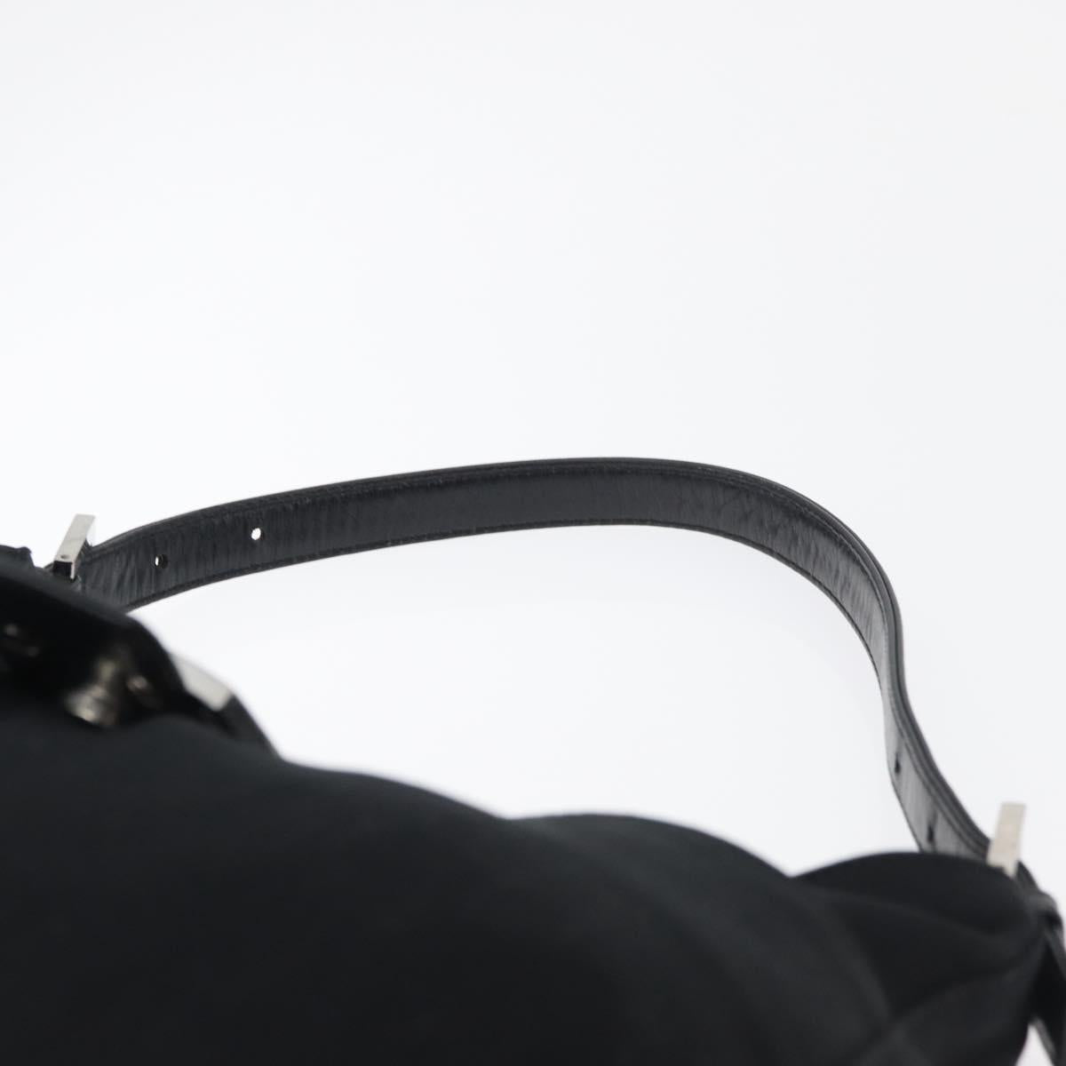 FENDI Mamma Baguette Shoulder Bag Black Silver Auth 178484