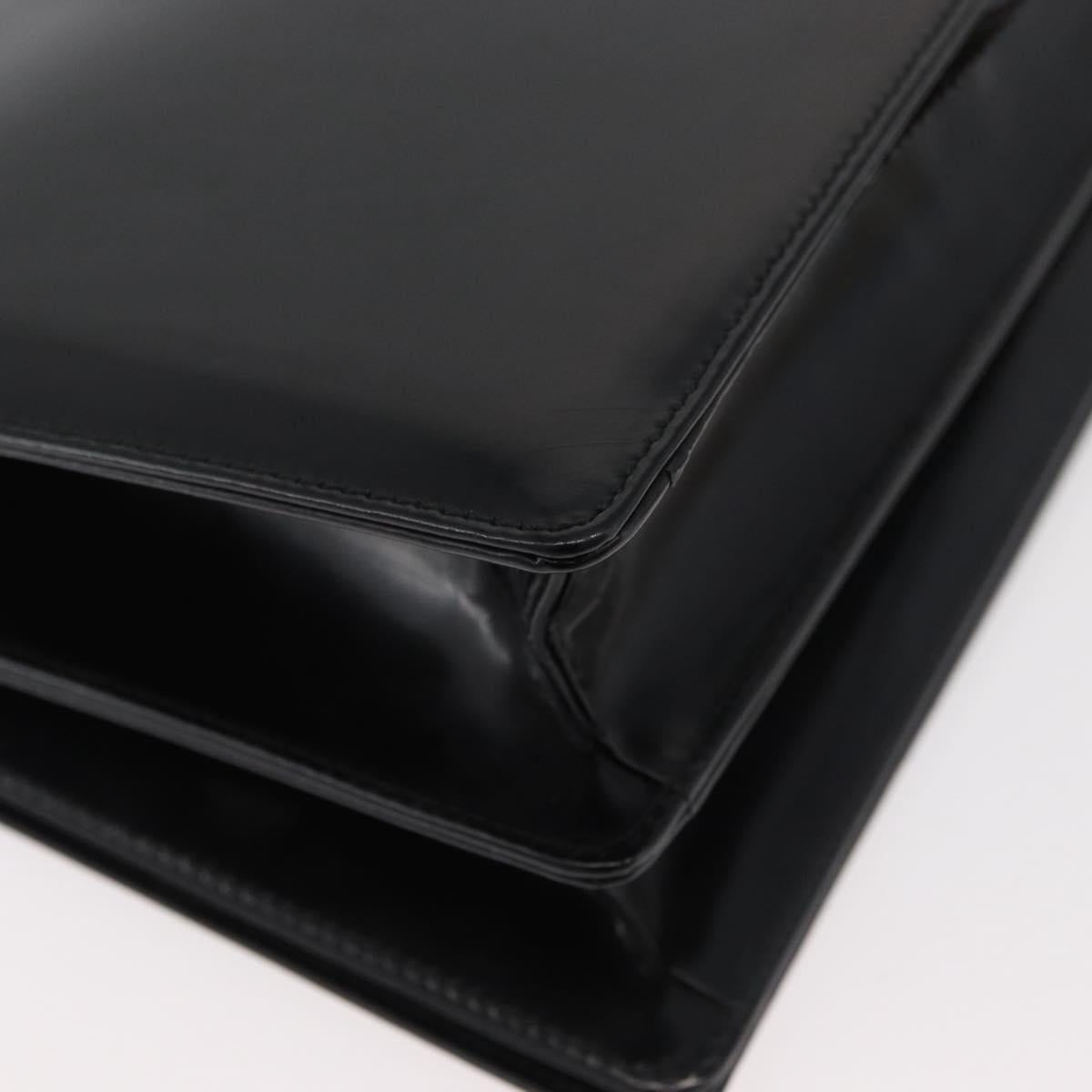 Salvatore Ferragamo Gancini Shoulder Bag Patent leather Black Silver Auth 178485